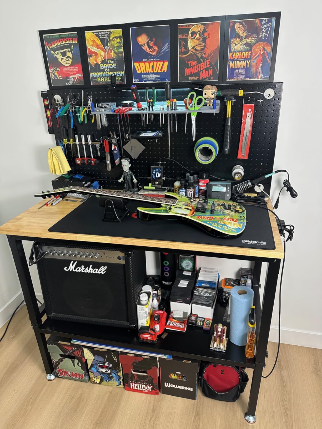 CAMMOO 48x24 Inch Garage Work Bench with Storage, Pegboard & Power Strip customer photo 1