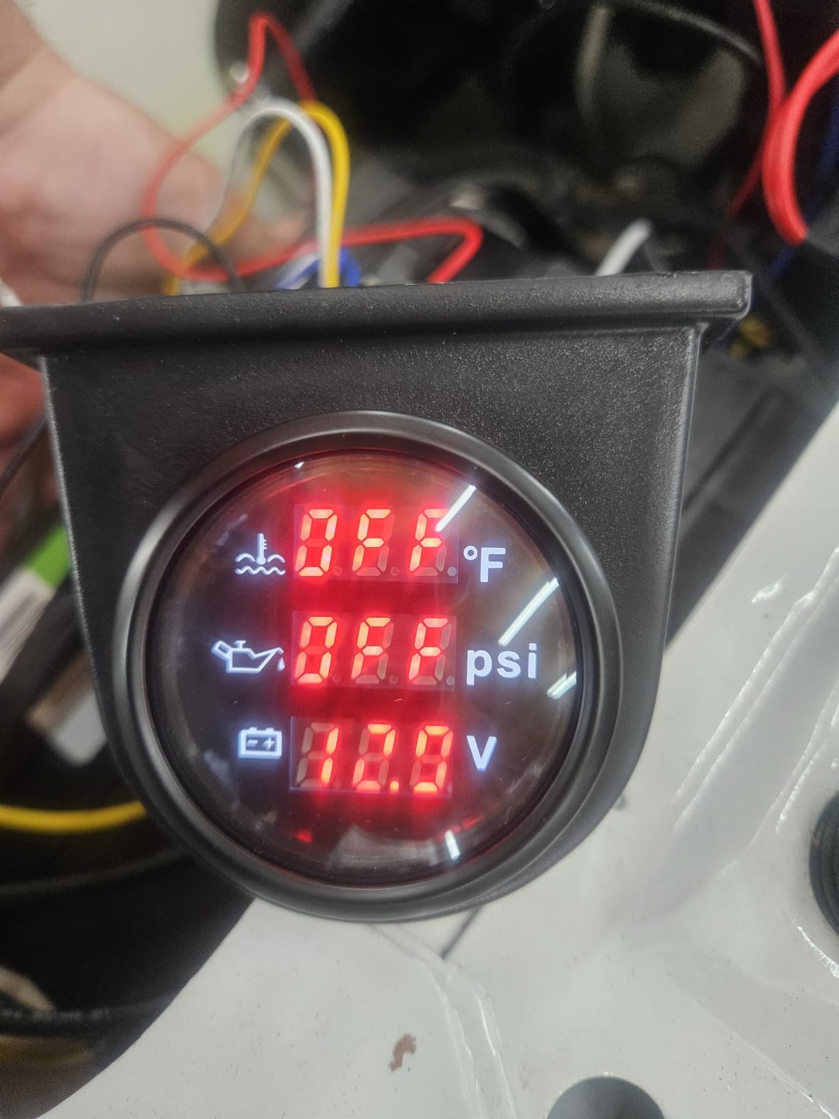 MH Triple Gauge Set - Water Temp (104°F-248°F), Oil Pressure (0-145PSI), Voltmeter (9-32V), AUTO Gauge with Sensors 2