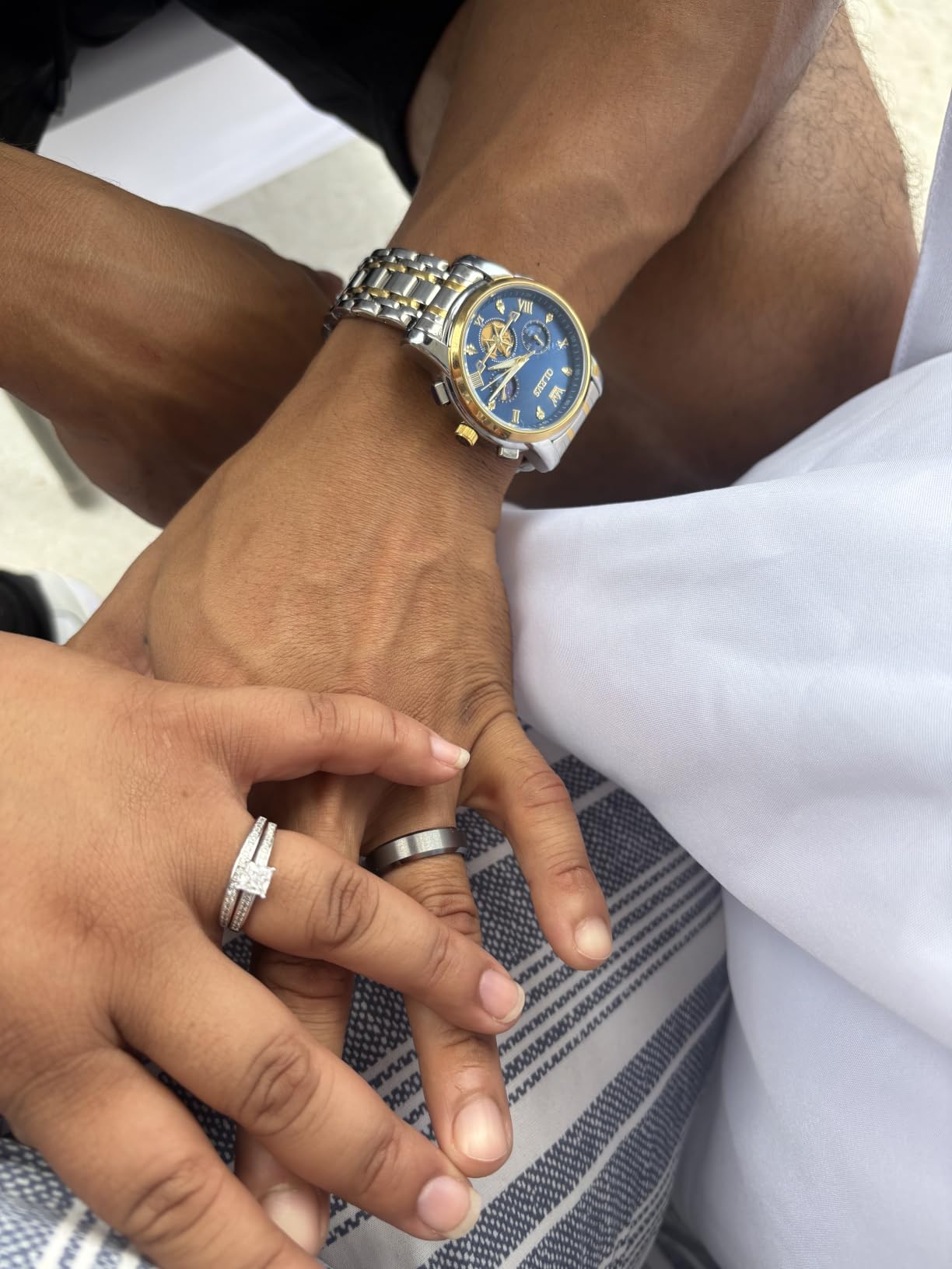 Promise Rings for Couples, Womens Princess Cut Ring & Mens Tungsten Ring customer photo 2