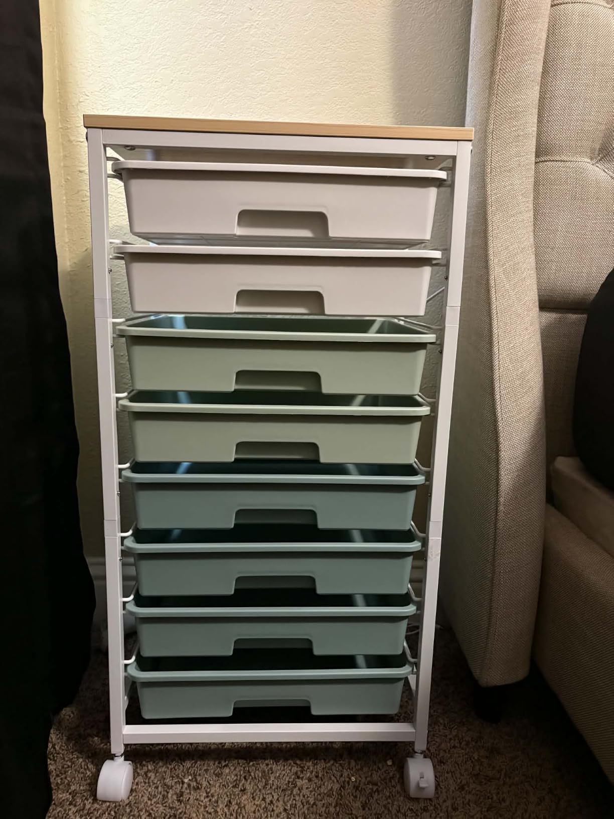 SYKIARIOL Rolling Cart with Drawers,Craft Organizers and Storage, Green customer photo 2
