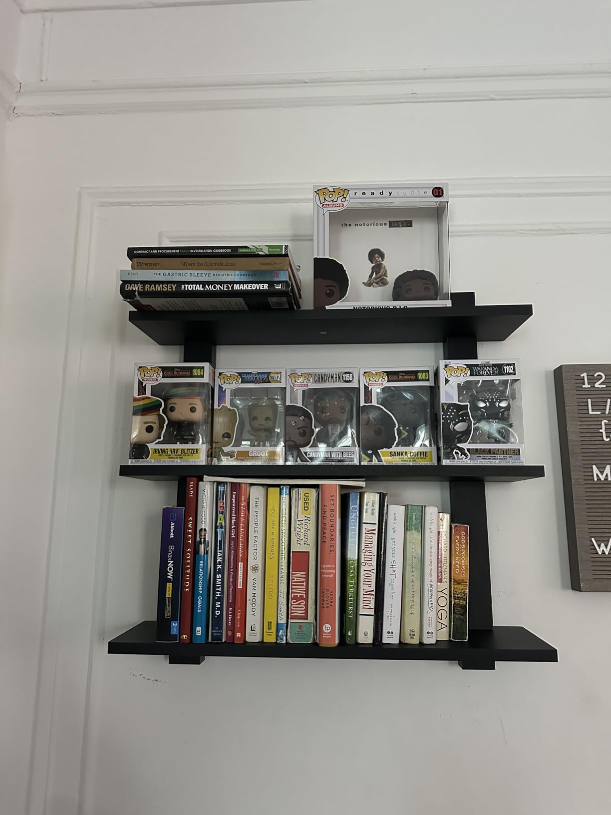 Sorbus 5-Tier Floating Wall Shelf with Hooks, 31 Inch (2 Pack, Black) customer photo 2
