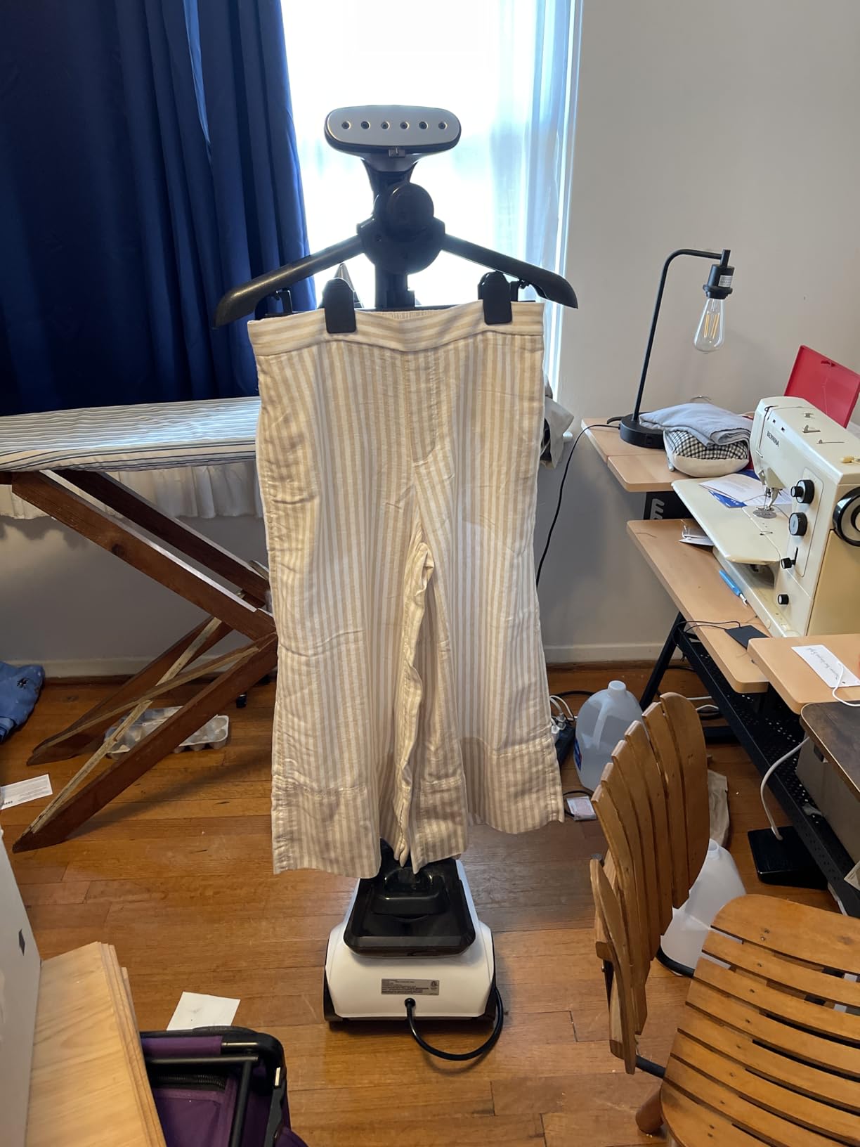SALAV Commercial-Grade Standing Garment Steamer for Clothes with Auto-Off Safety 1800W Powerful Steam X-Large 3L Water Tank, 90-Min Continuous Use, Pedal-Control System, Beeps when Out of Water, Navy customer photo 1