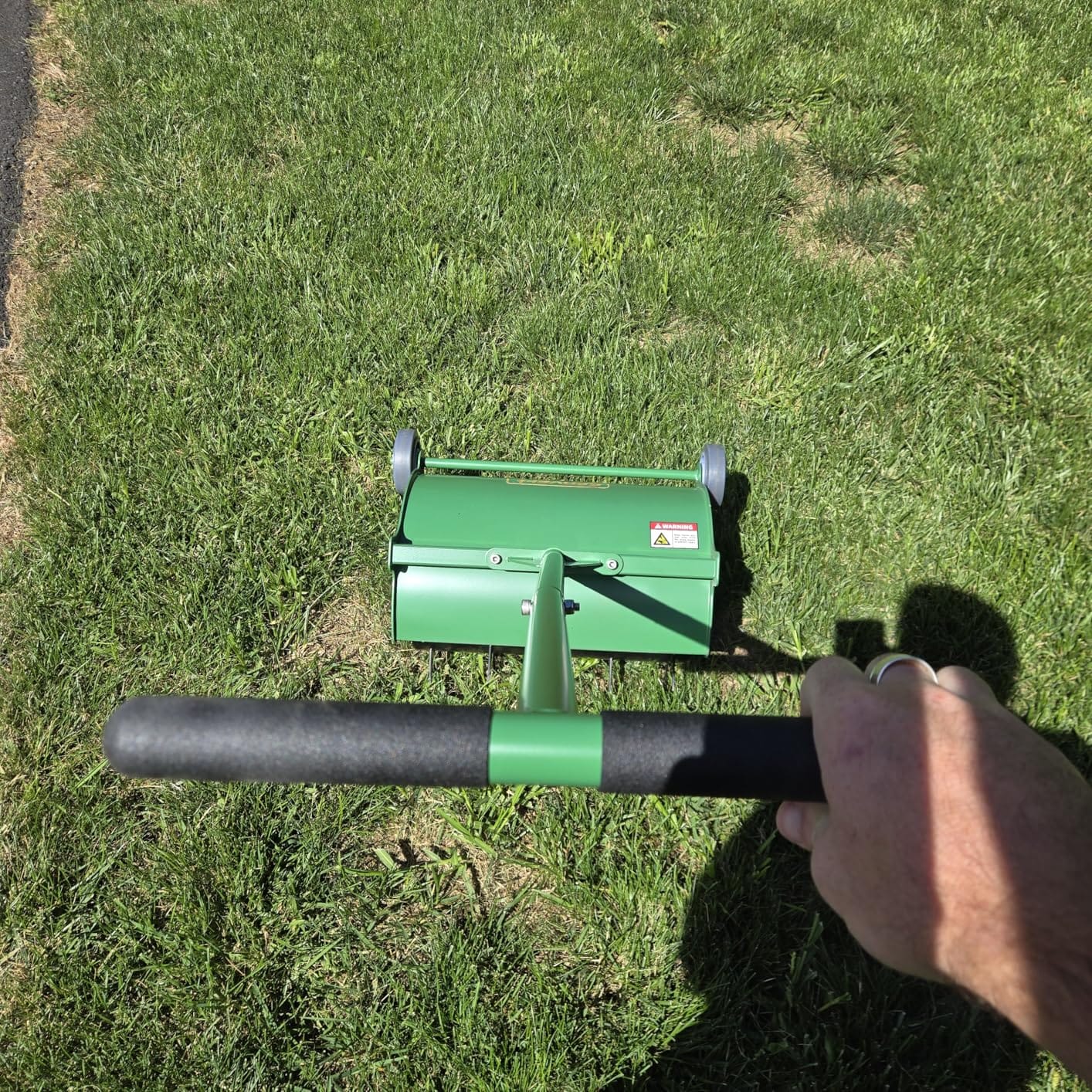 Rolling Lawn Aerator, Heavy Duty Push Spike Aeration Tool Up to 55 lbs, Manual Rotary Grass Aerator for Garden and Yard Use customer photo 2