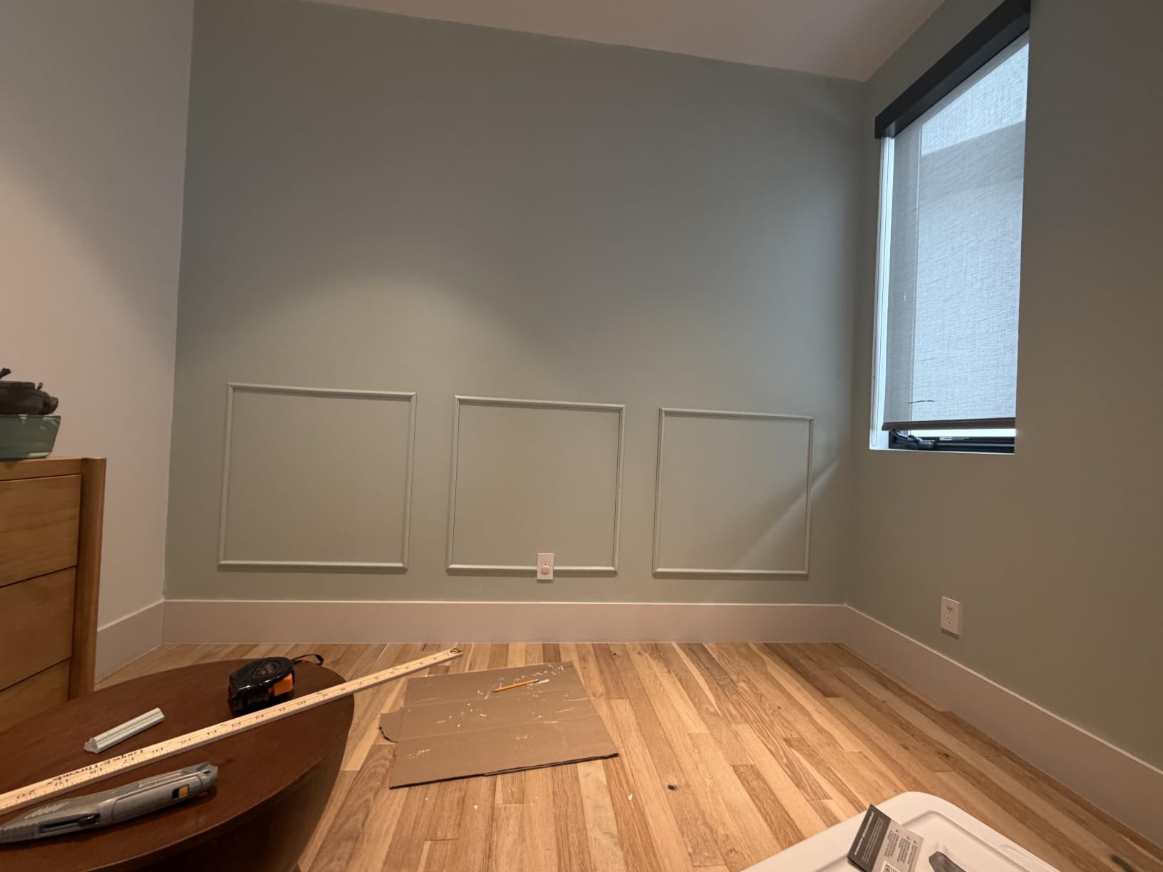 Colingmill Accent Wall Molding Kit Premade Panel, 3set, 31.4x31.4in | Wainscoting Panels, Peel and Stick, Wall Moulding, 3D, White, Pre Cut Picture Frame Trim, for Walls Home Decoration customer photo 1