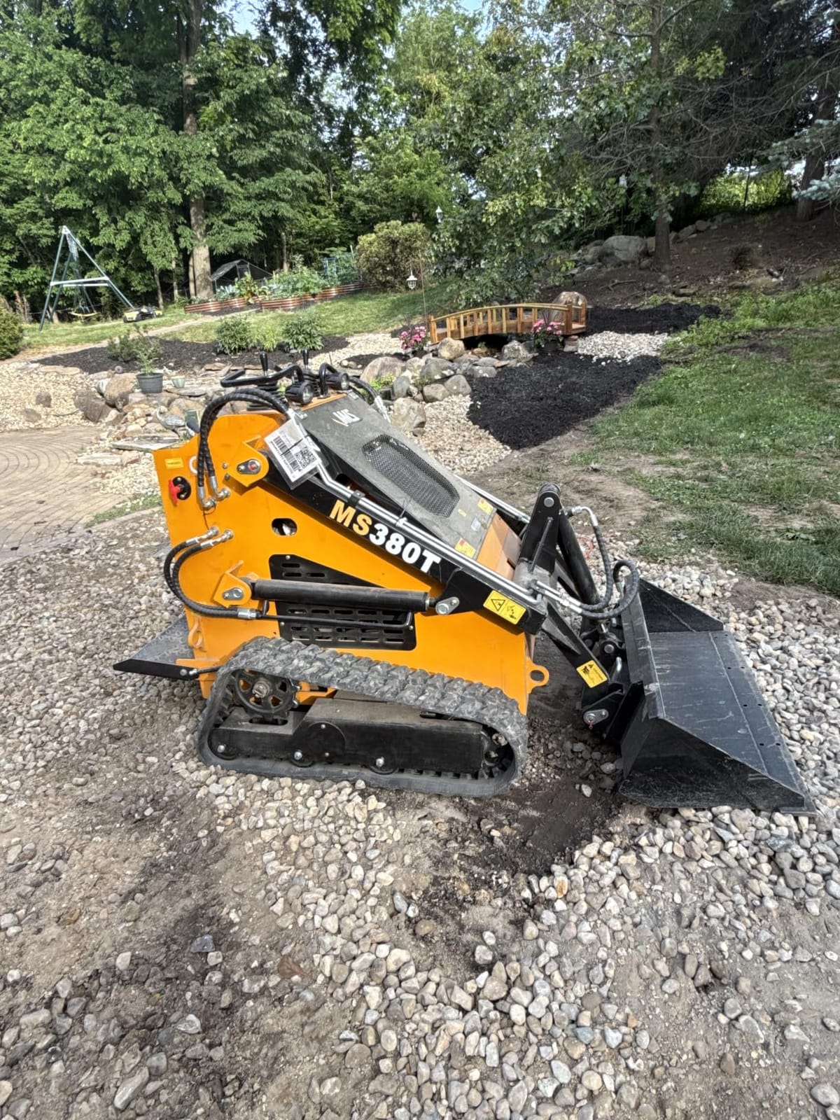 MS380T Mini Triangular Track Skid Steer Loader with 23HP RATO Gasoline Engine, 46 inch Bucket Multifunction Stand-On Crawler Skid Steer Machine, Hydraulic Drive Compact Track Loader - In USA Stock customer photo 2