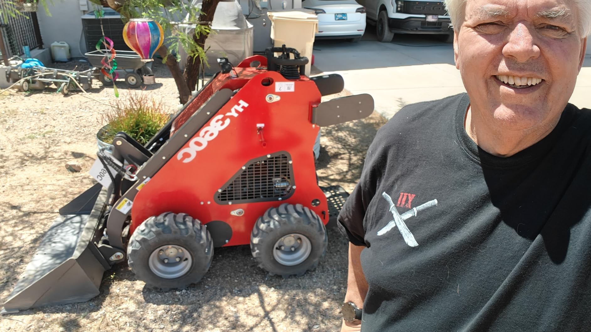 HY360C Mini Skid Steer Loader Stand-On Wheeled 525 lbs with Bucket | 13.5HP B&S Gas Engine, Dual-Pump Dual-Valve Hydraulic System, 1323 lbs Max Lift Capacity, 63 Inch Dump Height for Landscaping customer photo 1