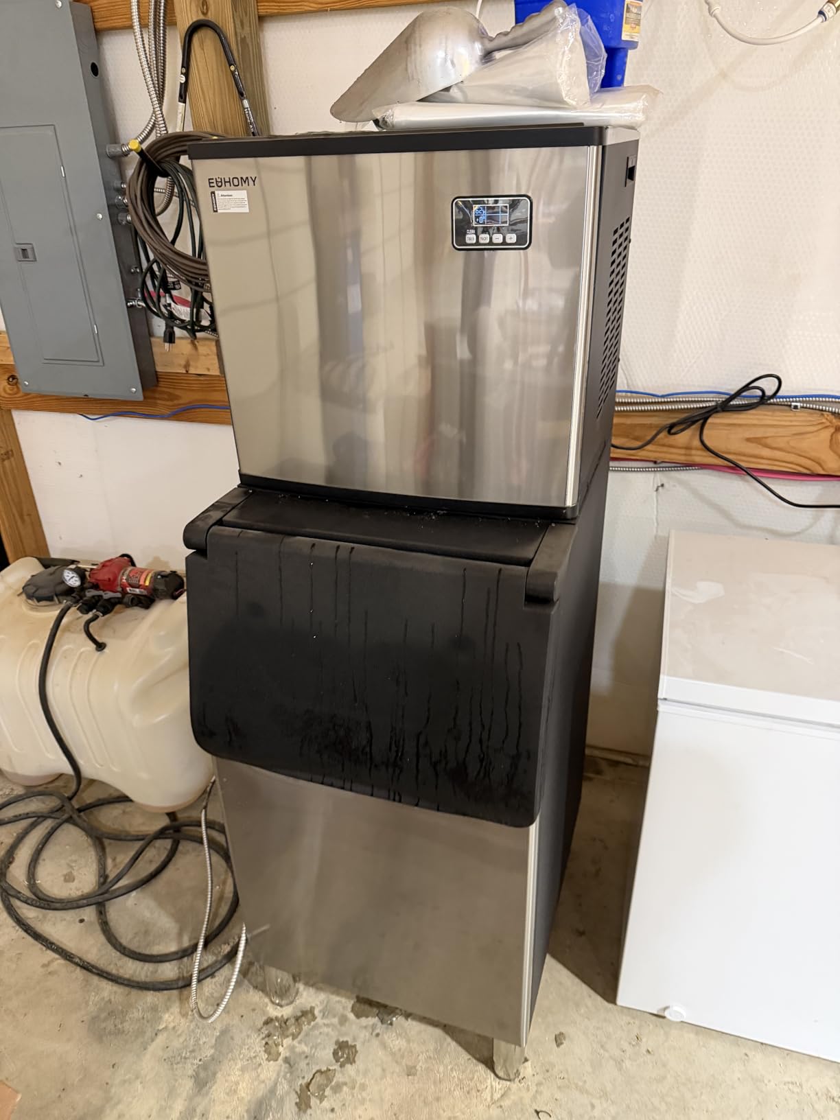 EUHOMY Commercial Ice Maker Machine,600lbs/24H,Industrial Ice Machine with 300lbs Storage Bin,Ice Ready in 10-15 Mins,SECOP Compressor&ETL,Stainless Steel Ice Maker for Bar/Cafe/Restaurant/Business customer photo 1
