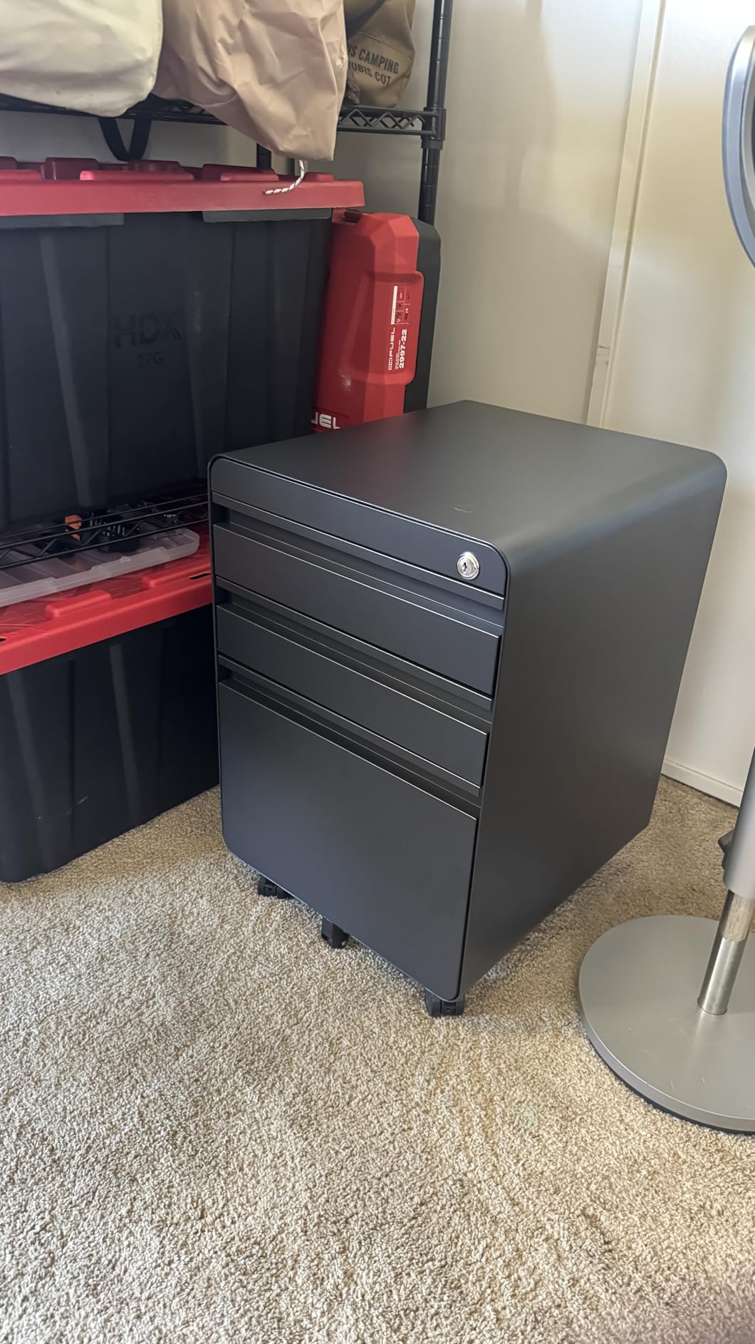 Dripex 3 Drawer Metal Rolling File Cabinet Under Desk Filing Cabinet Grey customer photo 2