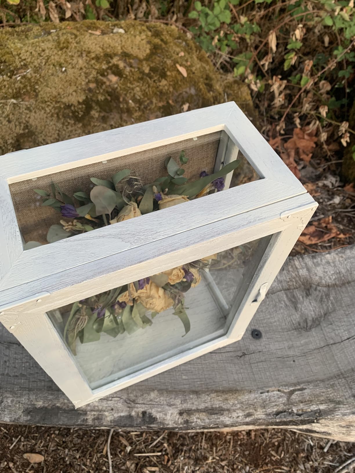 Shadow Box Display Case 11x14 Deep with Glass on 4 Sides, 6.2in Depth Wall Mounted Memory Box for Keepsakes, Wooden Display Case for Graduation Cap, Jersey, Wedding, Medals – Rustic Shadowbox Frame customer photo 1