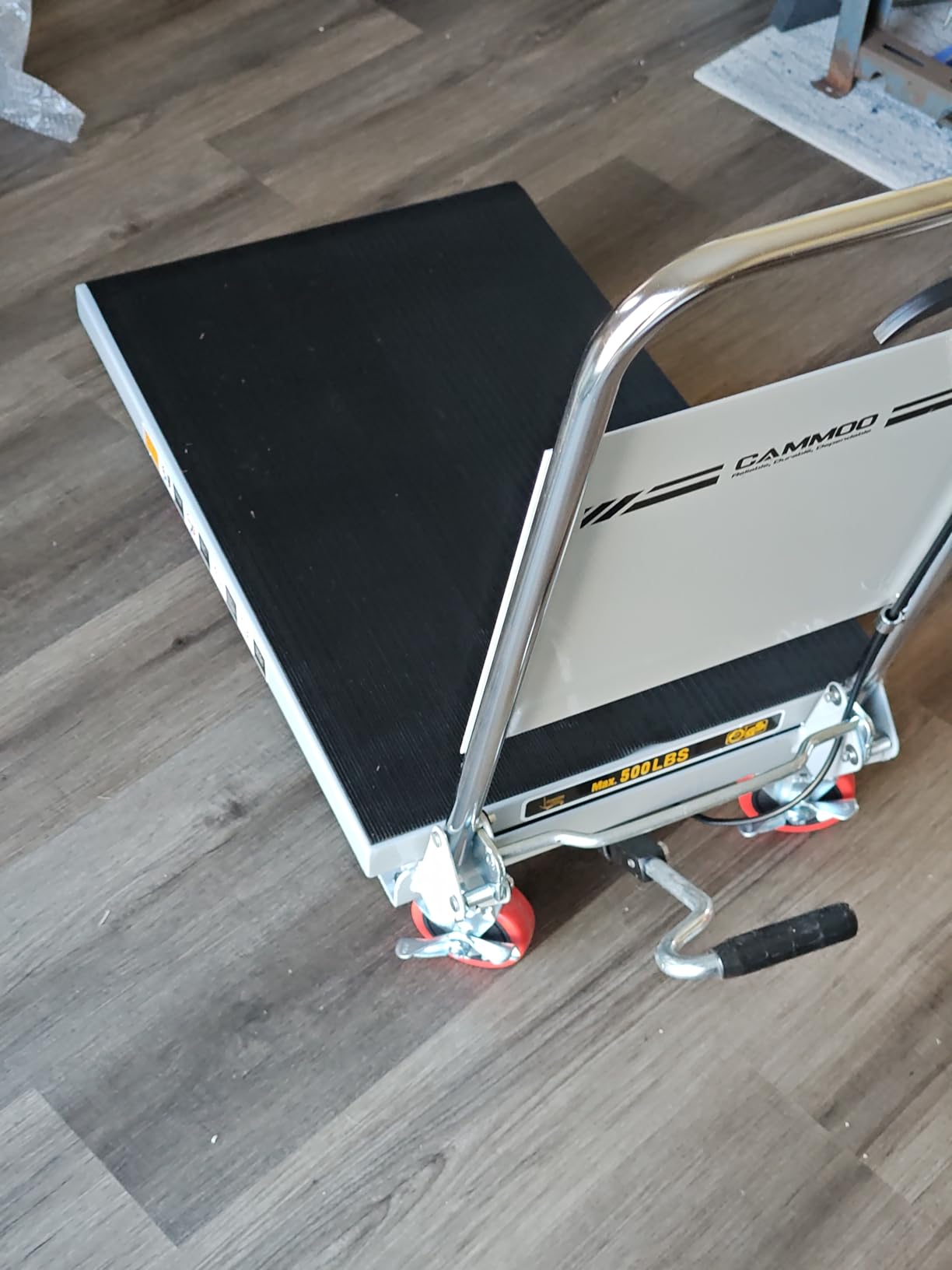 CAMMOO Hydraulic Lift Table Cart, 500 lb Foldable Scissor Lift, Gray | Lift Cart With 28.5