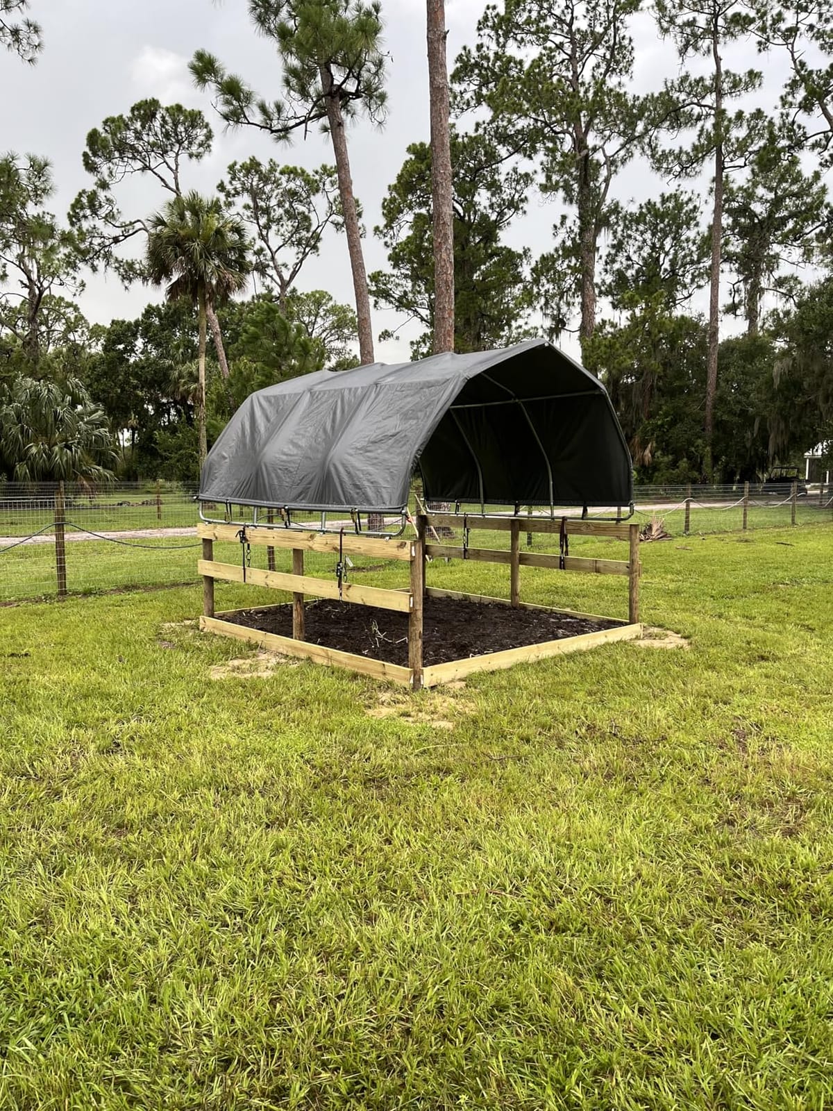 YOLENY 10'x10' Corral Shelter, Heavy Duty Round Style Canopy, Waterproof and UV Treated Universal Cover, Easy Assembly Stable and Agricultural Storage and Shade Shed Kit for Livestock,Gray customer photo 1