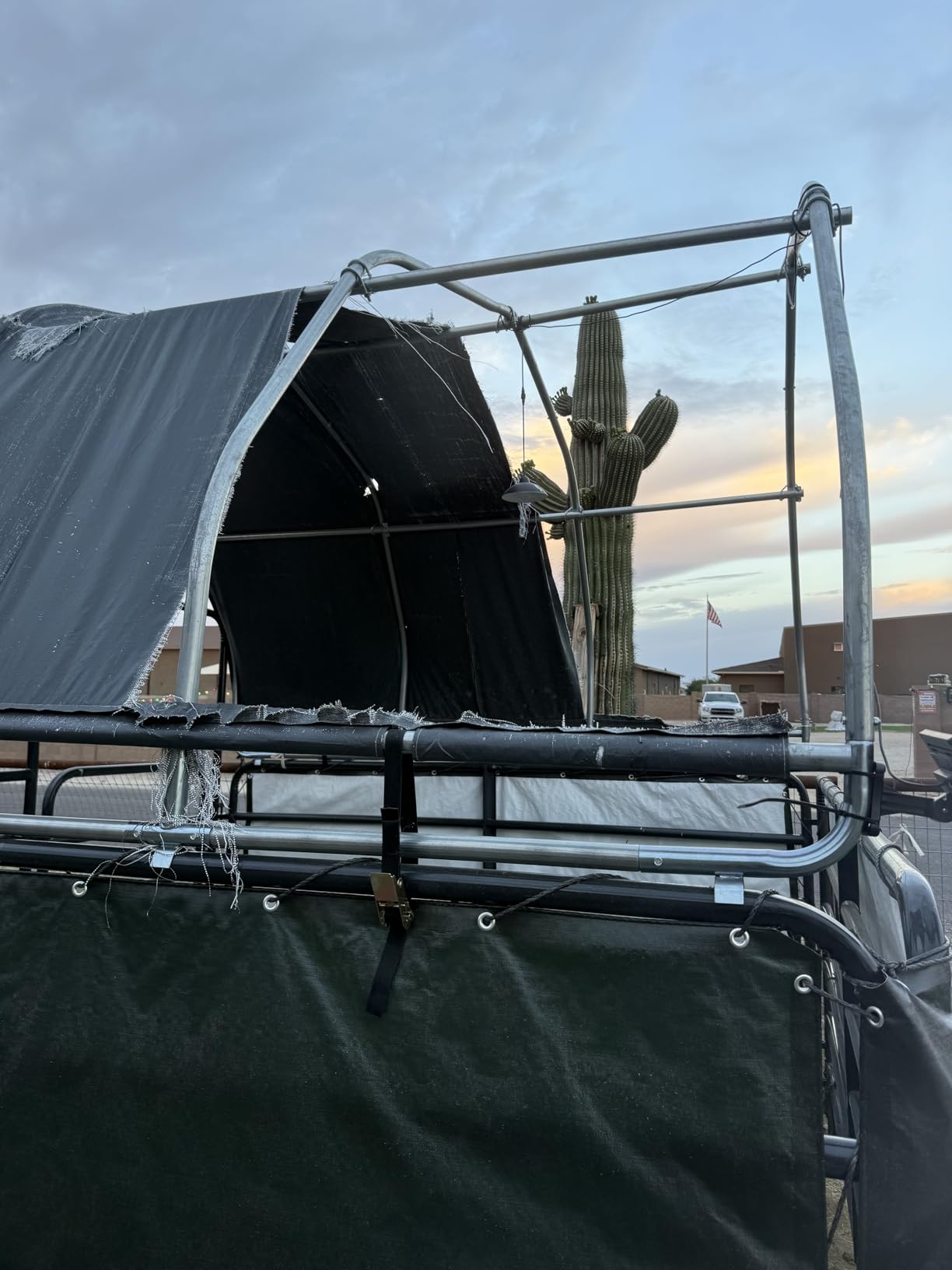 YOLENY 10'x10' Corral Shelter, Heavy Duty Round Style Canopy, Waterproof and UV Treated Universal Cover, Easy Assembly Stable and Agricultural Storage and Shade Shed Kit for Livestock,Gray customer photo 2