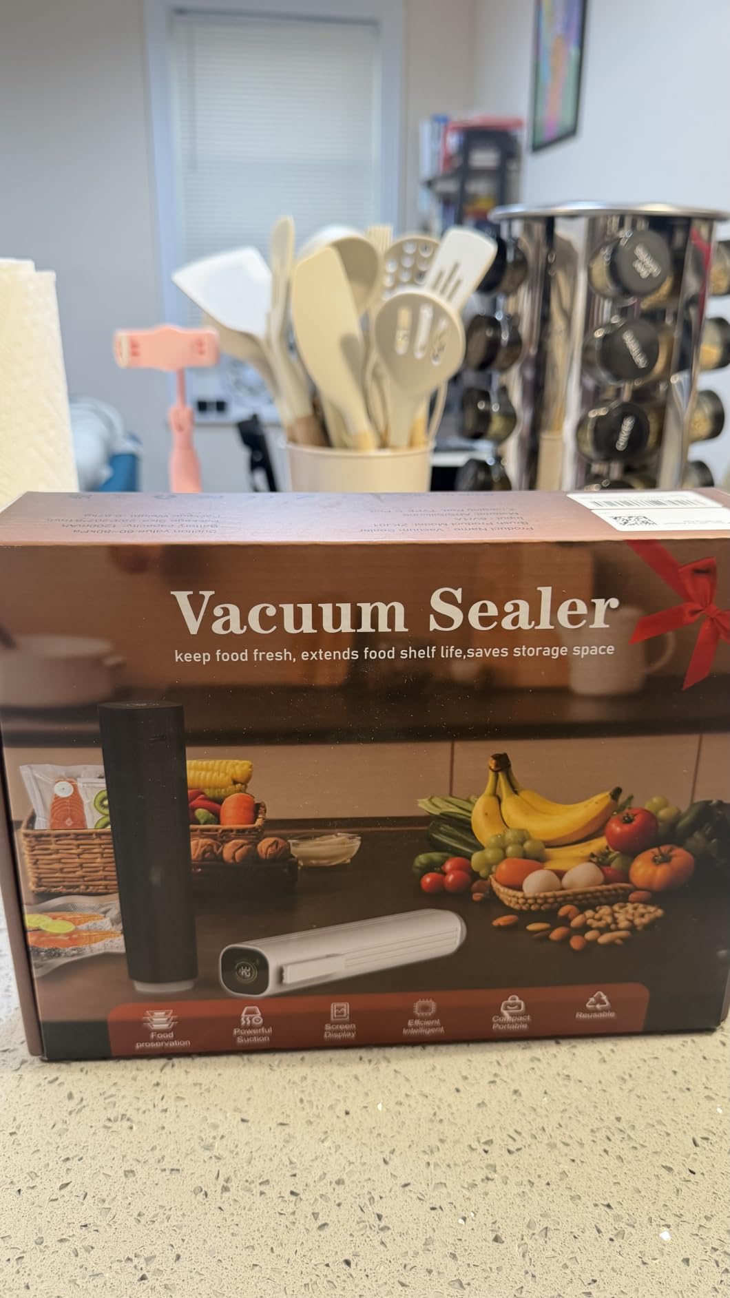 Compact Vacuum Sealer for Food (Vacuum Sealer Machine + 30 Reusable Vacuum Bags) Powerful Handheld Vacuum Sealer Machine, Featuring LED Pressure Display, Portable Food Sealer customer photo 1