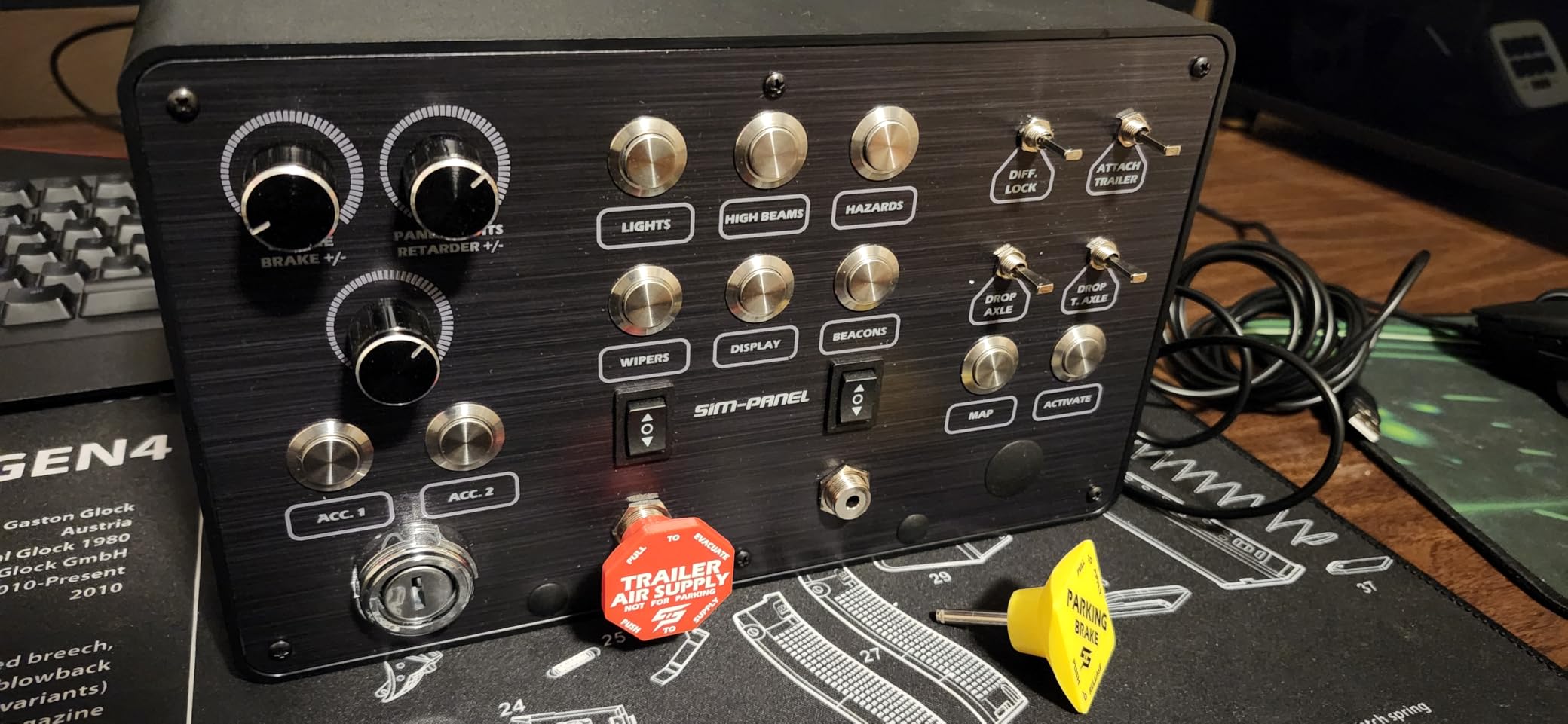 Sim-Panel Classic 2 Button Box for ATS/ETS2 (American Truck Simulator/Euro Truck Simulator) (Premium Black Brush Aluminum Finish) customer photo 1