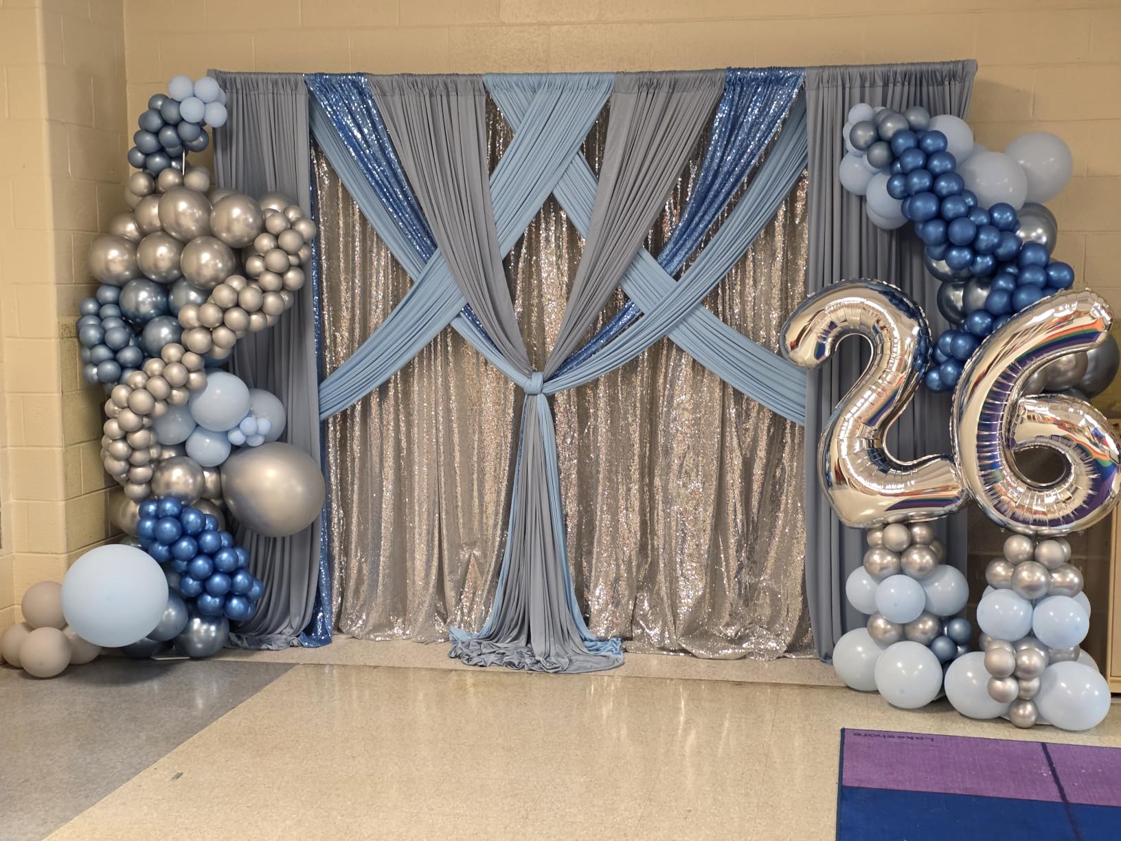 10x10ft Double Crossbar Pipe and Drape Stand Kit, Heavy Duty Backdrop Stand Adjustable, Sturdy Metal Back Drop Decoration Frame with Flat Base for Parties, Flower Wall,Wedding,Trade Shows,Photography customer photo 2