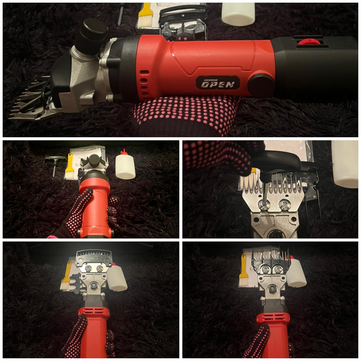 1200W Sheep Shears Clippers, 3200RPM 6-Speed Adjustable Heavy Duty Electric Sheep Shears for Dogs and Farm Livestock Grooming, 13T Blades, Professional Thick Coat Dog Clippers for Alpacas, Goats (RED) customer photo 1