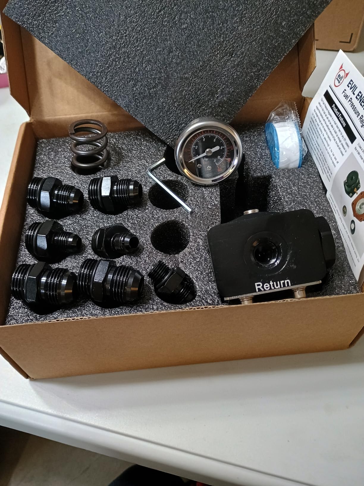 EVIL ENERGY Fuel Pressure Regulator 6AN EFI Bypass Return Adjustable (20-75PSI, 75-120PSI), Black customer photo 1