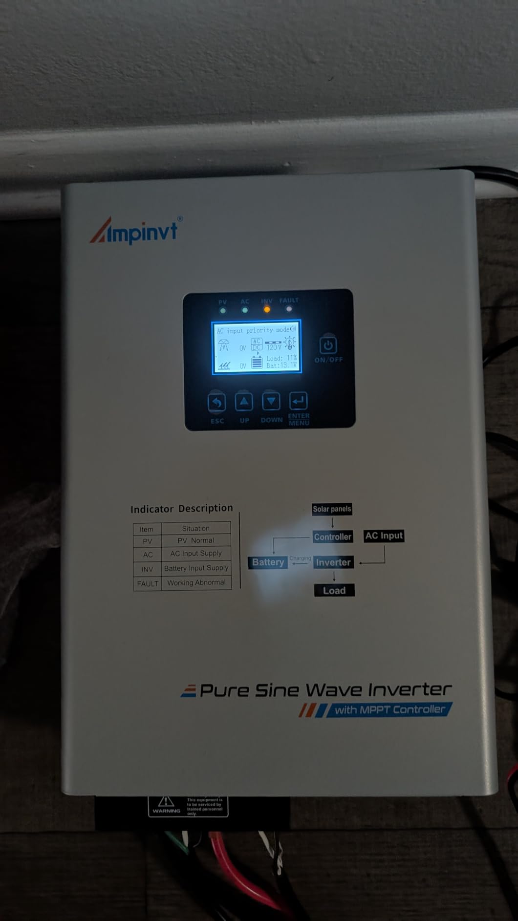 Ampinvt 1200W Pure Sine Wave Solar Inverter 12V DC to 120V AC for Home Backup, Off-Grid Living, Built-in 40A MPPT Solar Controller, Solar & AC Input Charger, Compatible with Lifepo4 Battery customer photo 1