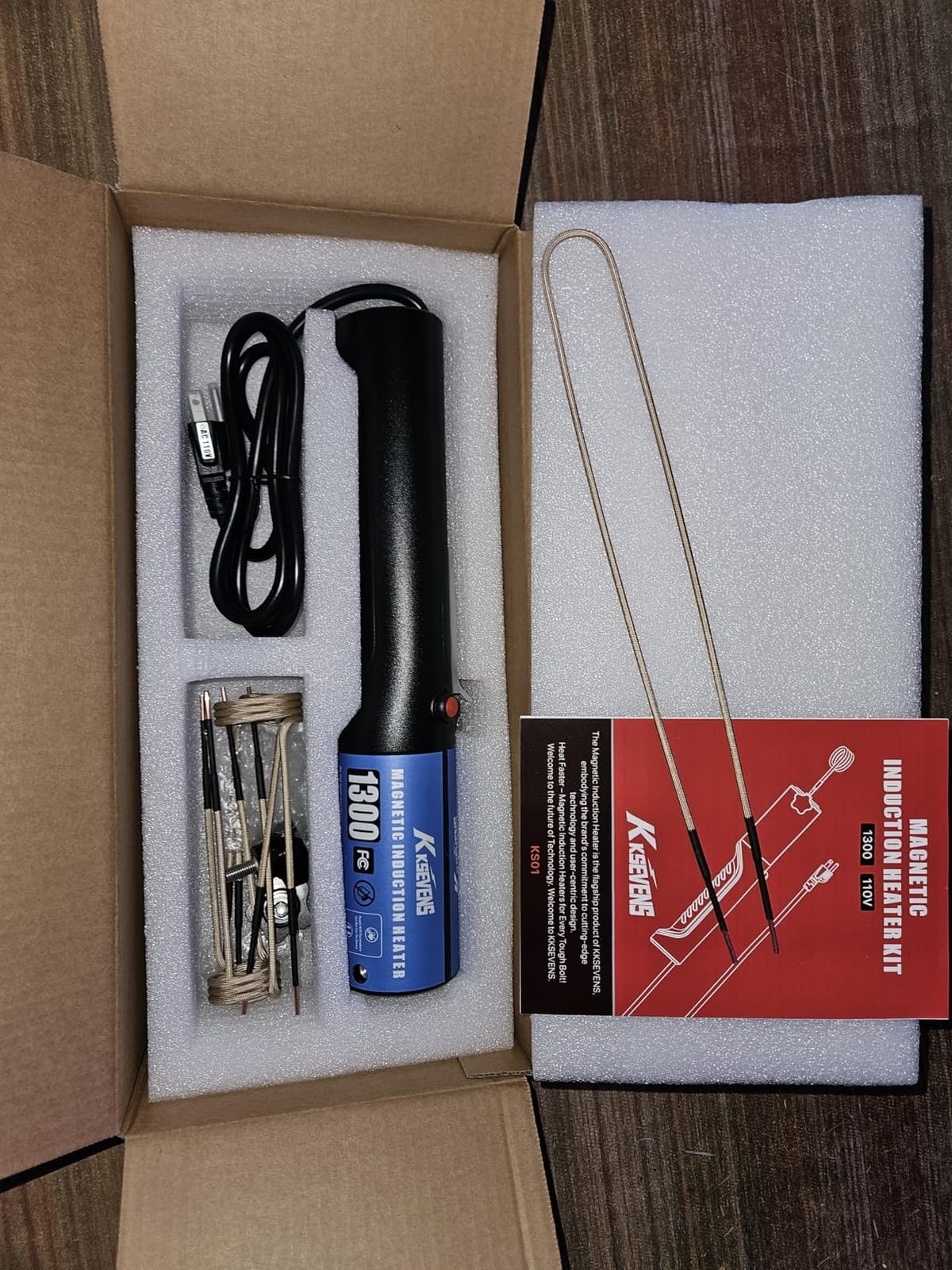 Induction Heater 1300W 110V Bolt Removal,Handheld Magnetic Induction Heater Tool with 5 Coils for Rusty Screw Removing,Red customer photo 2