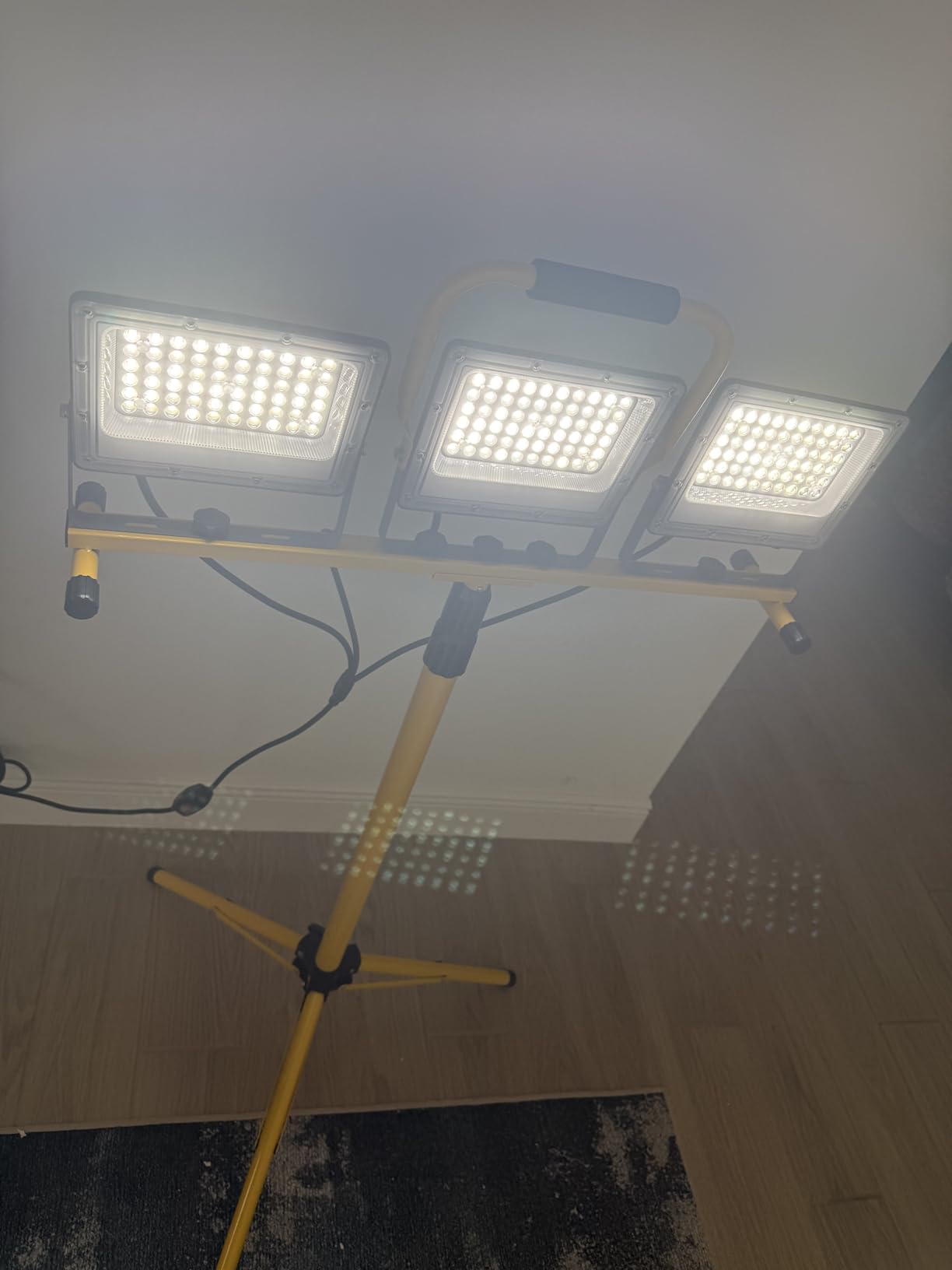 30000 Lumen LED Work Lights with Stand - 3 Adjustable Head Waterproof Foldable Tripod Light, 6500K Daylight (47-68