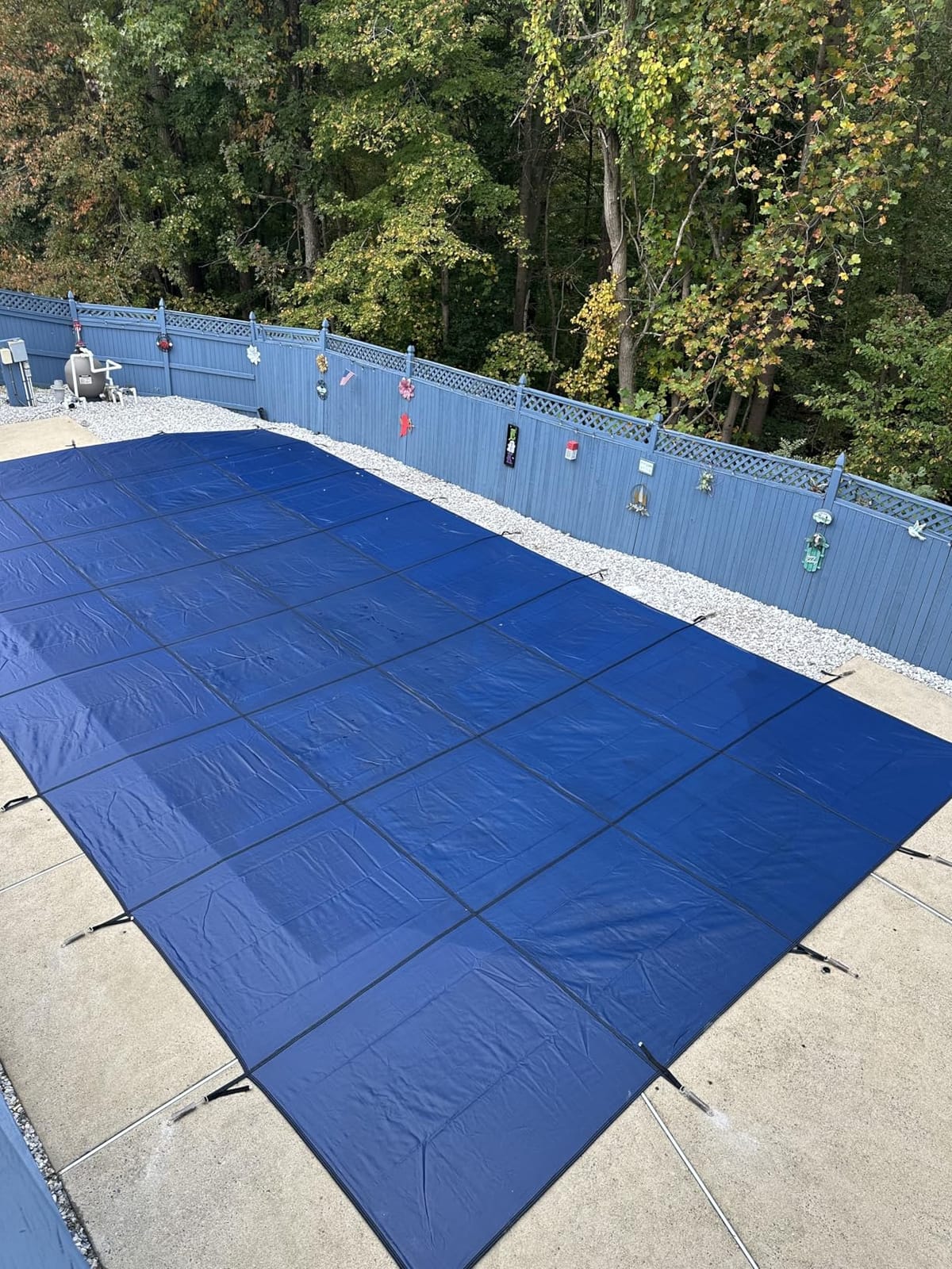 Pool Safety Cover for Inground Pools, Heavy-Duty Winter Pool Cover, Rectangle Mesh/Solid Swimming Pool Covers, Triple Stitched for High Strength & UV Protection, Blue customer photo 2