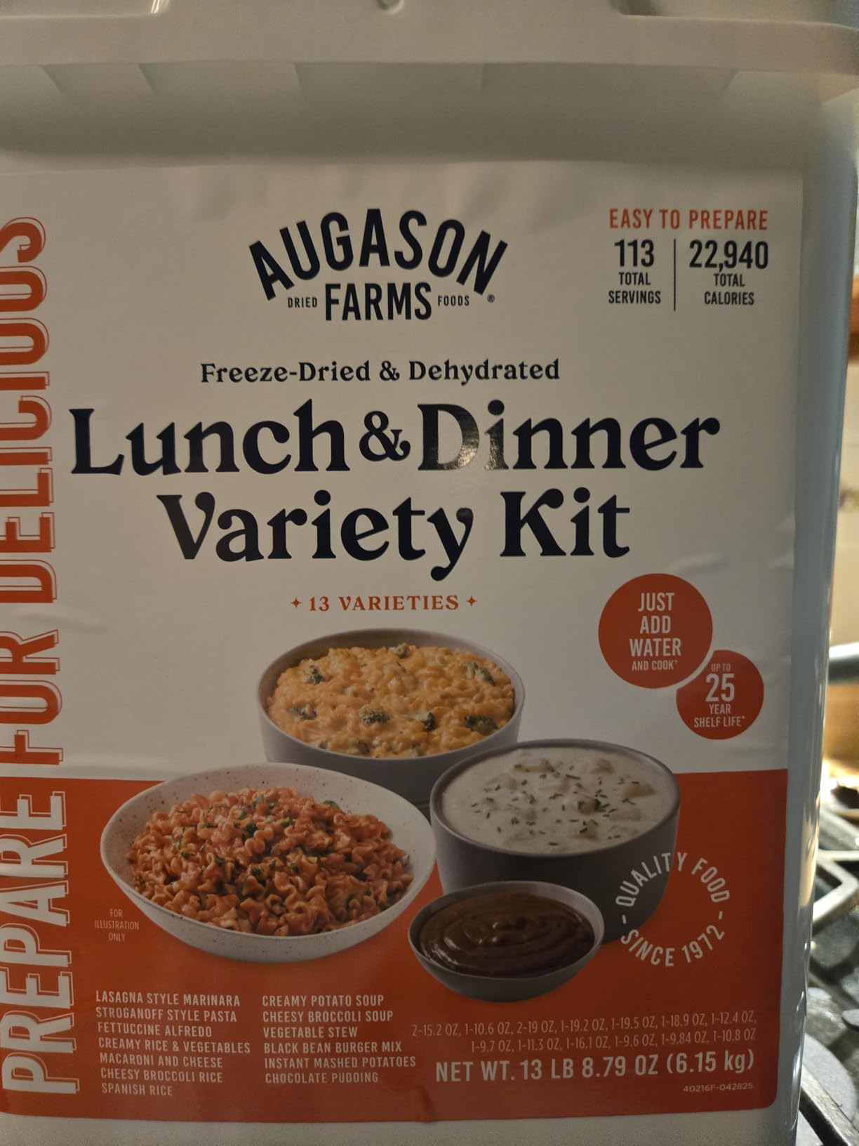 Lunch & Dinner Variety Kit Emergency Food Supply, 113 Servings, 25 Year Shelf Life - Dehydrated Meals, Survival Food Camping Essentials, 4 Gallon Bucket customer photo 1