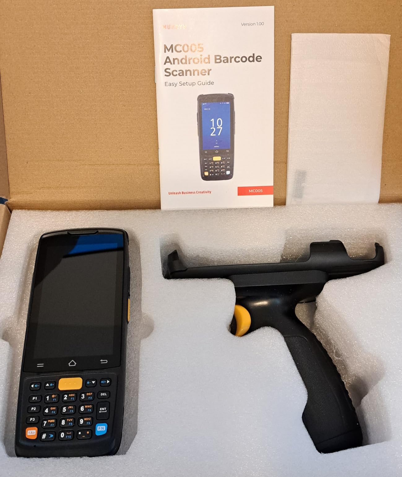 MUNBYN Android 14 Barcode Scanner with Trigger Handle, Works with HW HS7 1D/2D Scanner, 4GB+64GB Handheld PDA, 4-inch Touchscreen, IP65 Rugged, 5000mAh for Inventory Warehouse Logistics MC005P customer photo 2