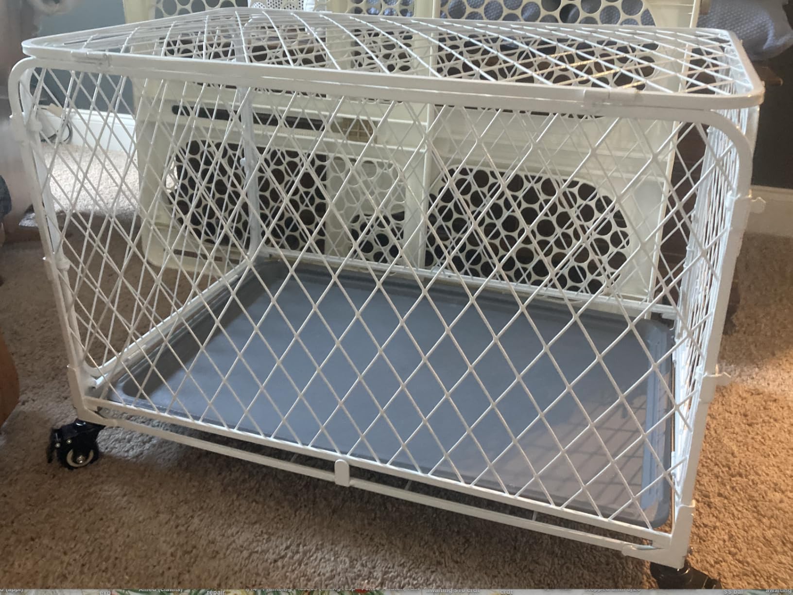 36 Inch Collapsible Dog Crate with Diamond Mesh, No-Tool Assembly Foldable Dog Kennel with 4 Lockable Wheels,Removable Tray,Portable Dog Cage for Medium/Large Dogs, Space-Saving, Indoor Outdoor Use customer photo 2