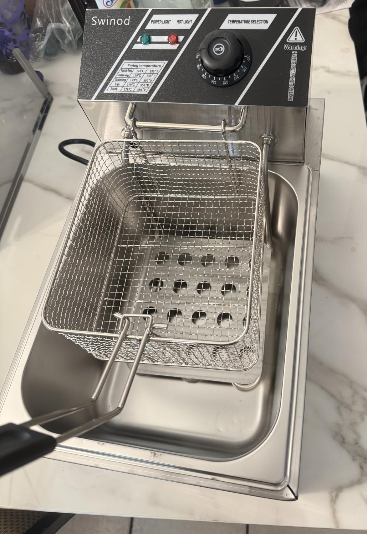 Commercial Deep Fryer with Basket for Restaurant or Home Use, 3400W 12.7QT Detachable Large Capacity Stainless Steel Countertop Electric Oil Fryer with Temperature Control customer photo 2