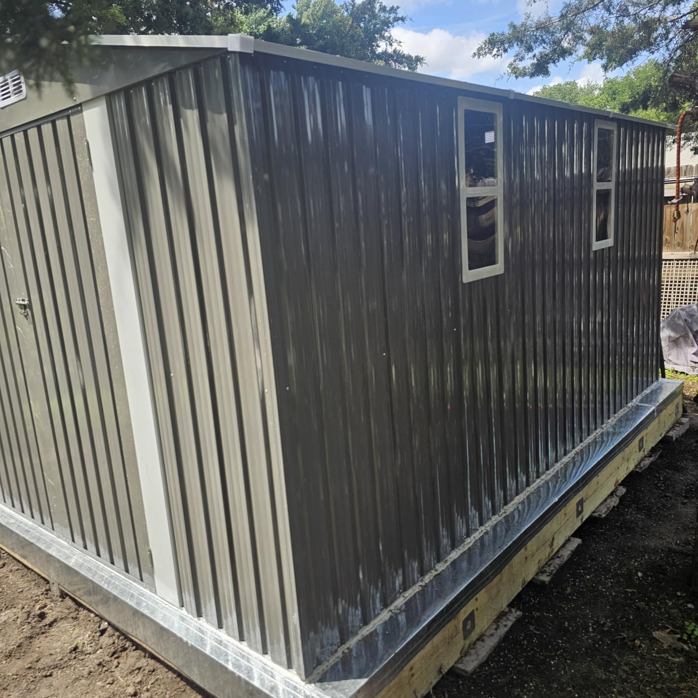 25x33 Outdoor Storage Shed, Extra Large Metal Garage Building, Heavy Duty Double Garage Shed with Side Door & 16 GA Steel Frame, Waterproof 2 Car Sheds for Car, Truck, Bike, Tool Storage, Cream customer photo 2