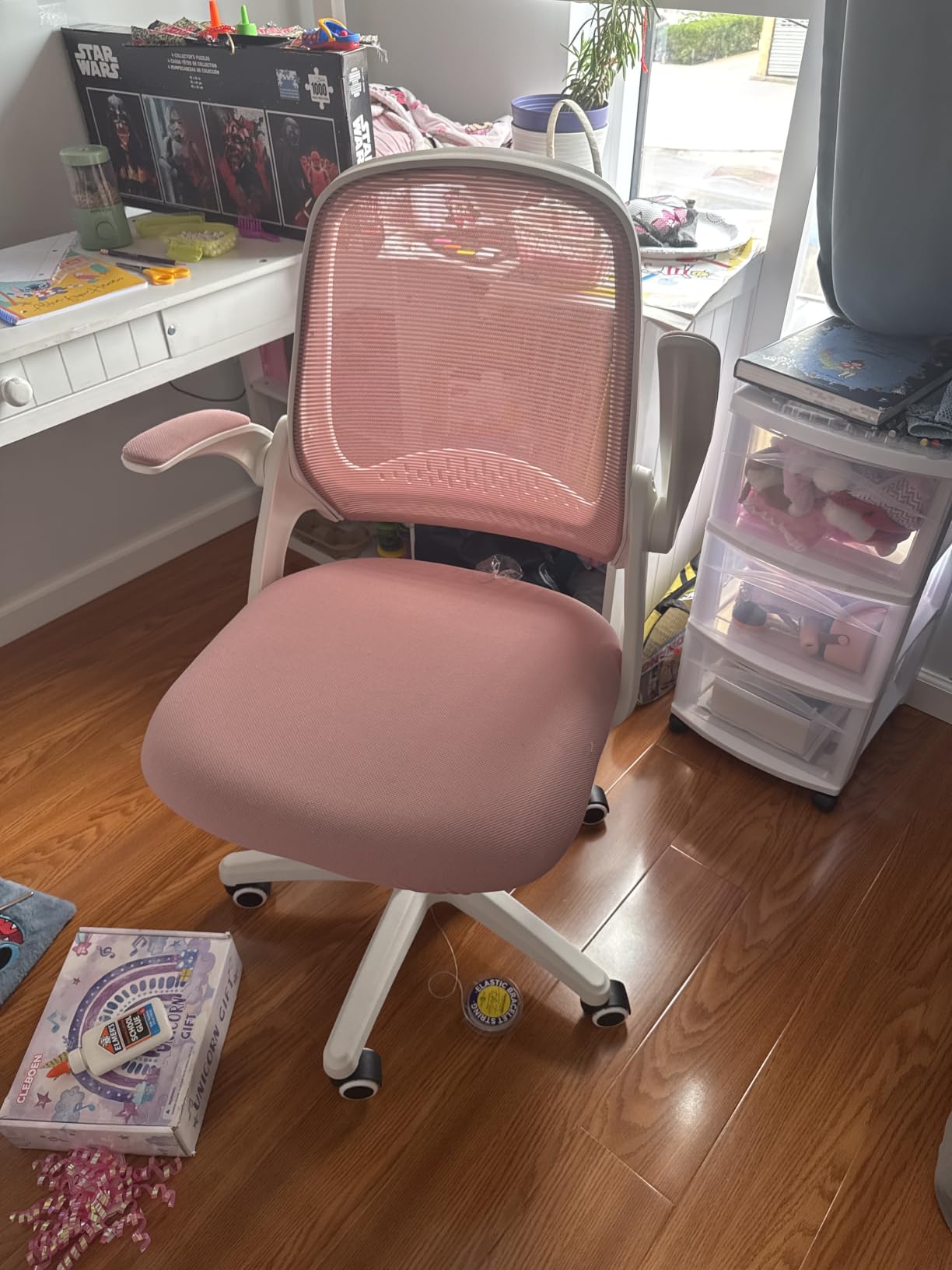 NEO CHAIR Office Desk Chair, Ergonomic Mesh with Flip-Up Armrests, Pink customer photo 2