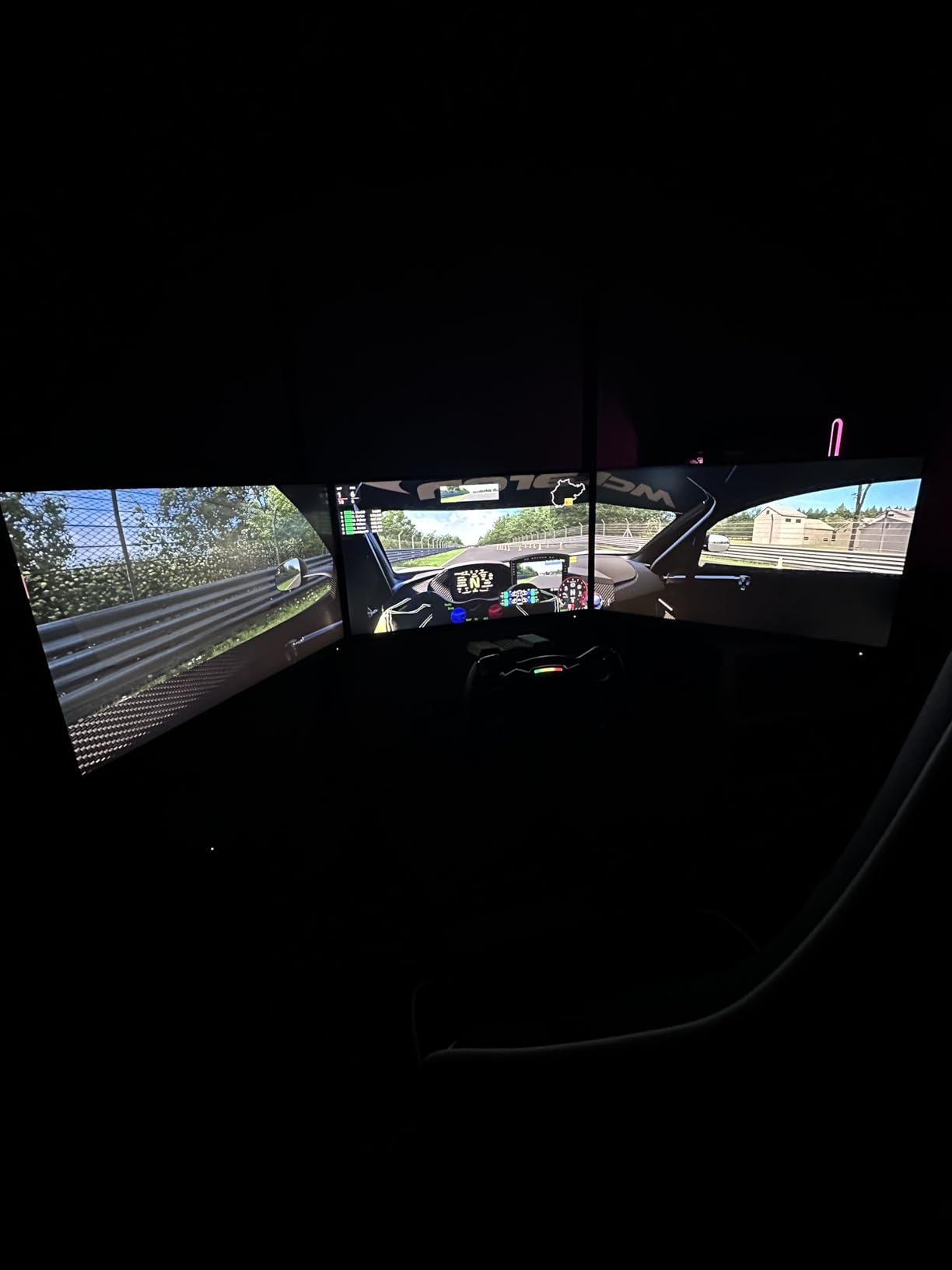 Marada Sim Racing Triple Monitor Stand with Wheels for 24-32 inch Displays | for Racing Flight Simulator Cockpit Rig, Tilt Rolling Triple TV Stand on Wheels, Portable and Height Adjustable customer photo 1