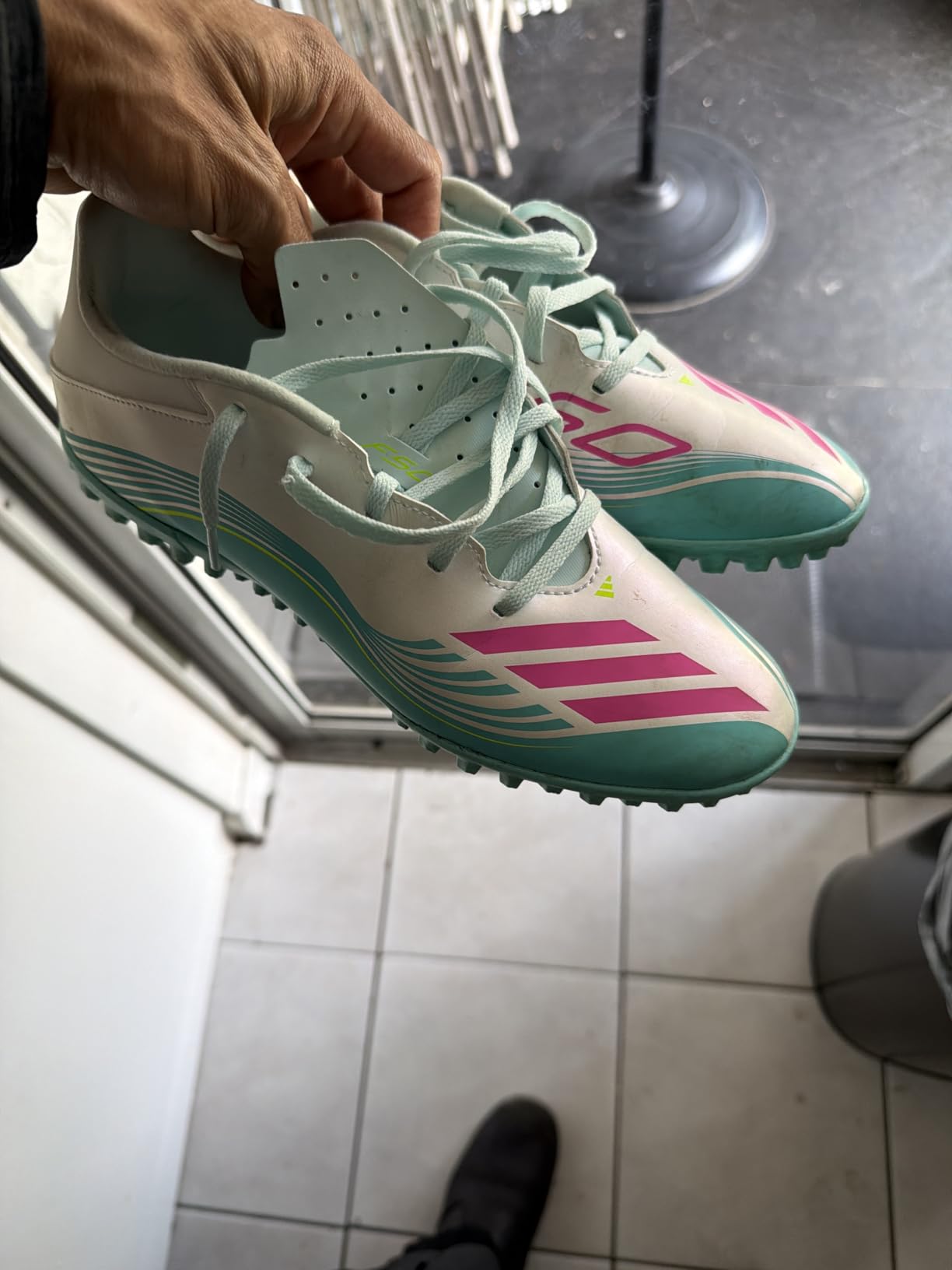 adidas Mens F50 Messi Club Turf Soccer Cleats - White customer photo 2