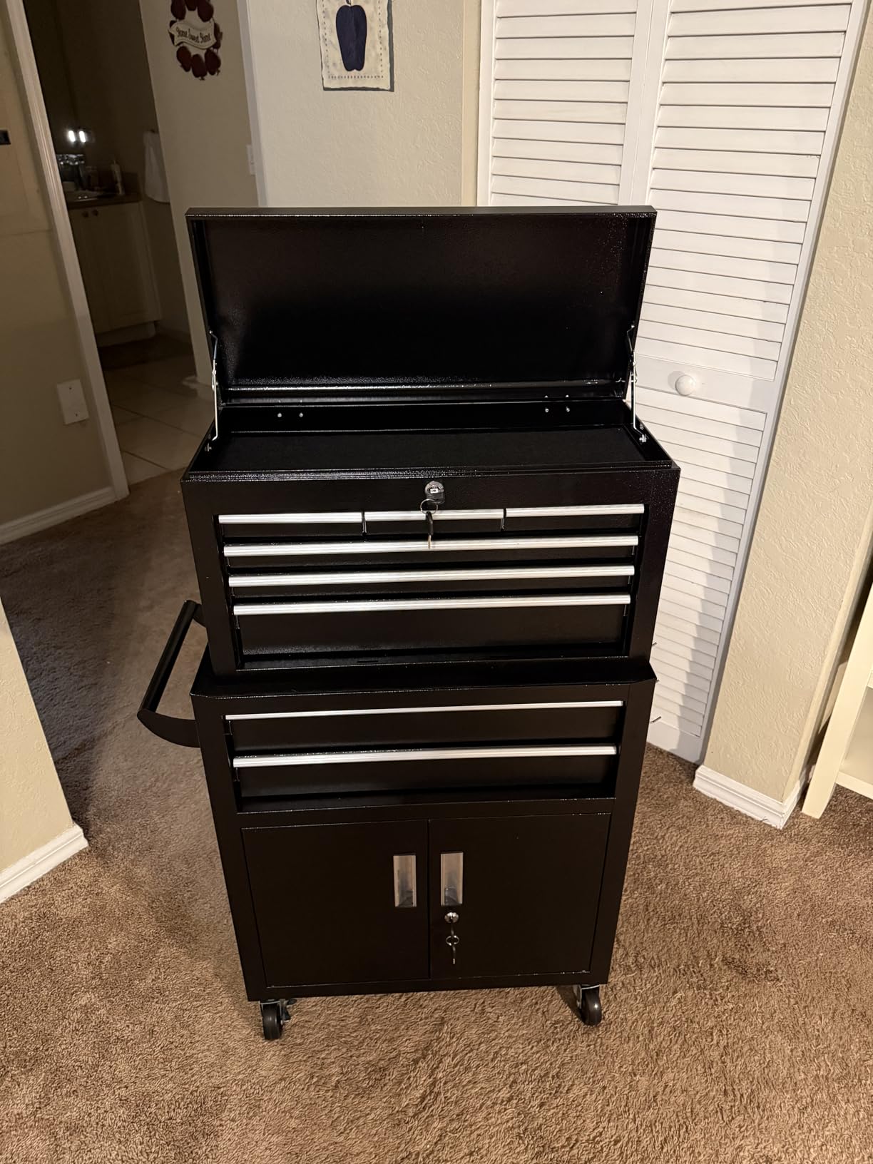 Superday 8 Drawer Rolling Tool Chest with Lock, Tool Storage Cabinet（Black） customer photo 1