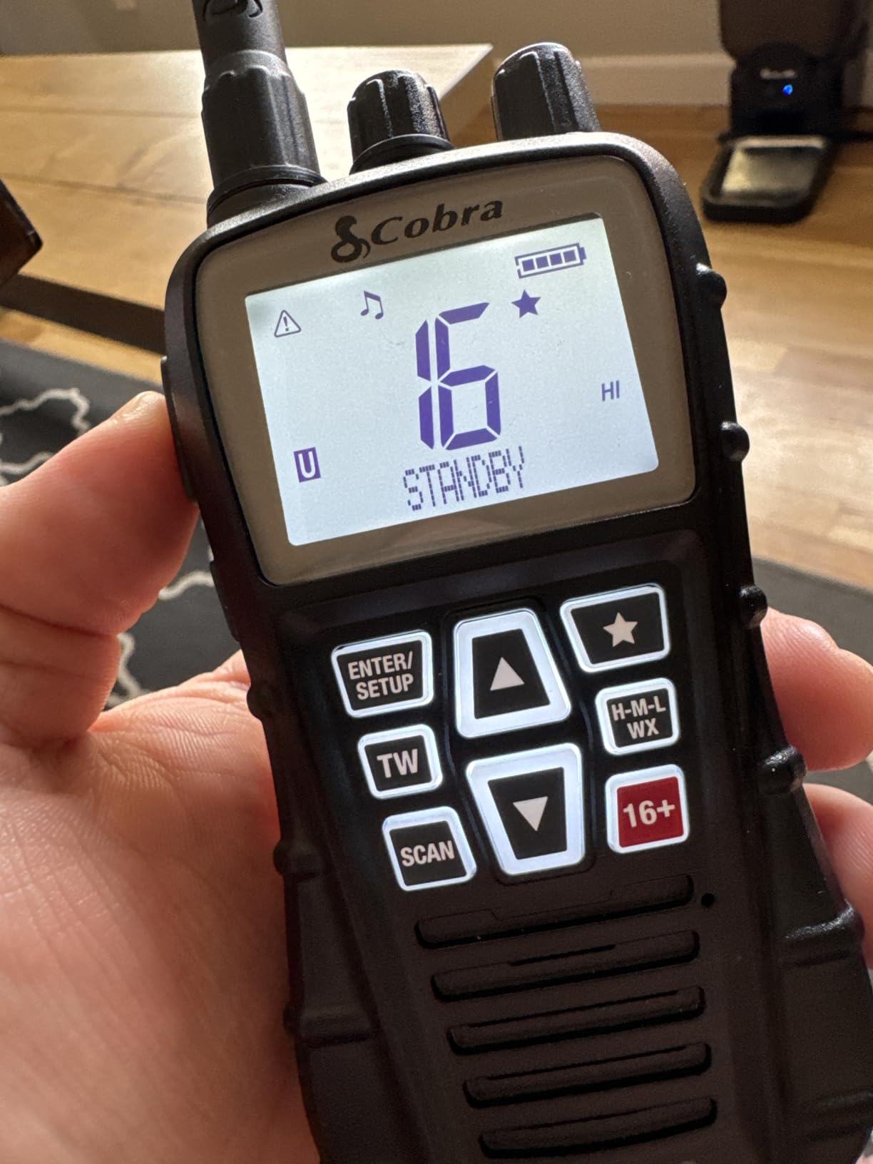 Cobra BlueBound 350 VHF Handheld Marine Radio, Black - 6-Watt, Floats | Long Range, NOAA Weather Alerts, International Functionality, IPX7 Waterproof, USB-C, Submersible, LCD Screen, Belt Clip customer photo 2