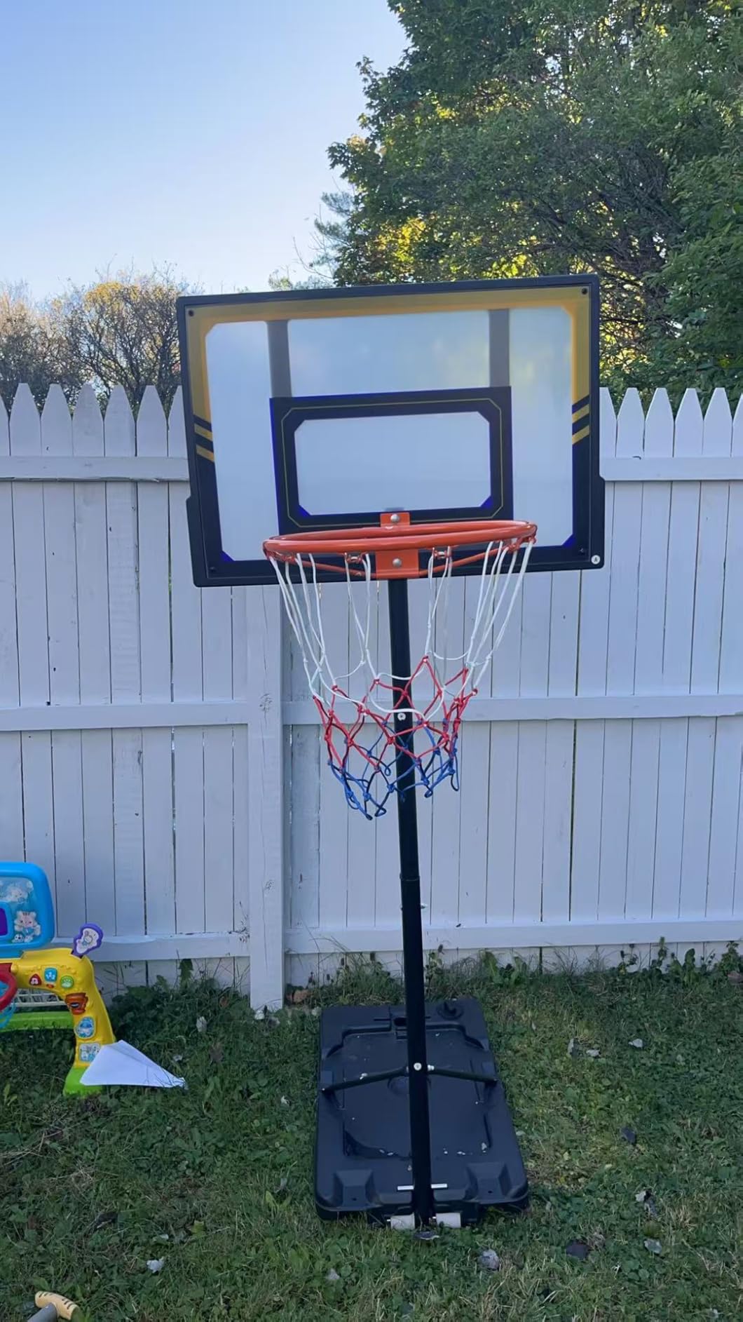 TONBUX Kids Basketball Hoop Outdoor, 3.5-7ft Stepless Adjustable Height, Portable Basketball Hoop for Kids in Backyard, Driveway and Indoor, Shatterproof PC Backboard customer photo 1