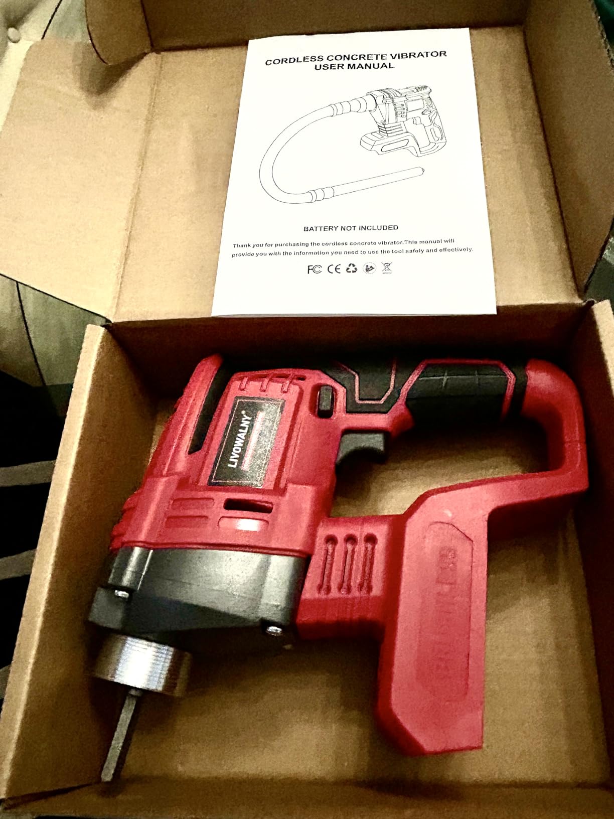LIVOWALNY Handheld Concrete Vibrating Tool | Compatible with Milwaukee 18V Battery (Tool Only) 600W Cordless 3.8ft Shaft Rod 6000RPM Portable Vibrator Remove Air Bubble customer photo 1