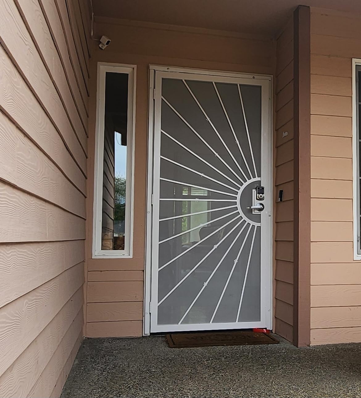 JUBEST 36 in. x 80 in. Security Door, Surface Mount Exterior Front Entry Door, Outswing Steel Security Door with Metal Screen, Powder Coated White, No Lock customer photo 2