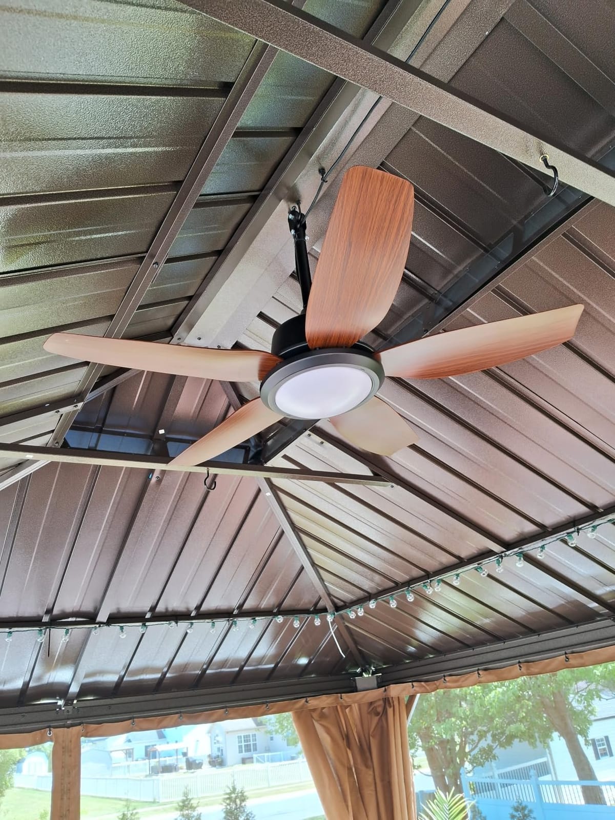 42 Inch Outdoor Ceiling Fan with Lights, IP65 Waterproof, APP & Remote Control, Dimmable 3CCT LED, 6-Speed Quiet DC Motor, Hanging Gazebo Fan Black Plug in Ceiling Fan with Cord for Patios Porch customer photo 2