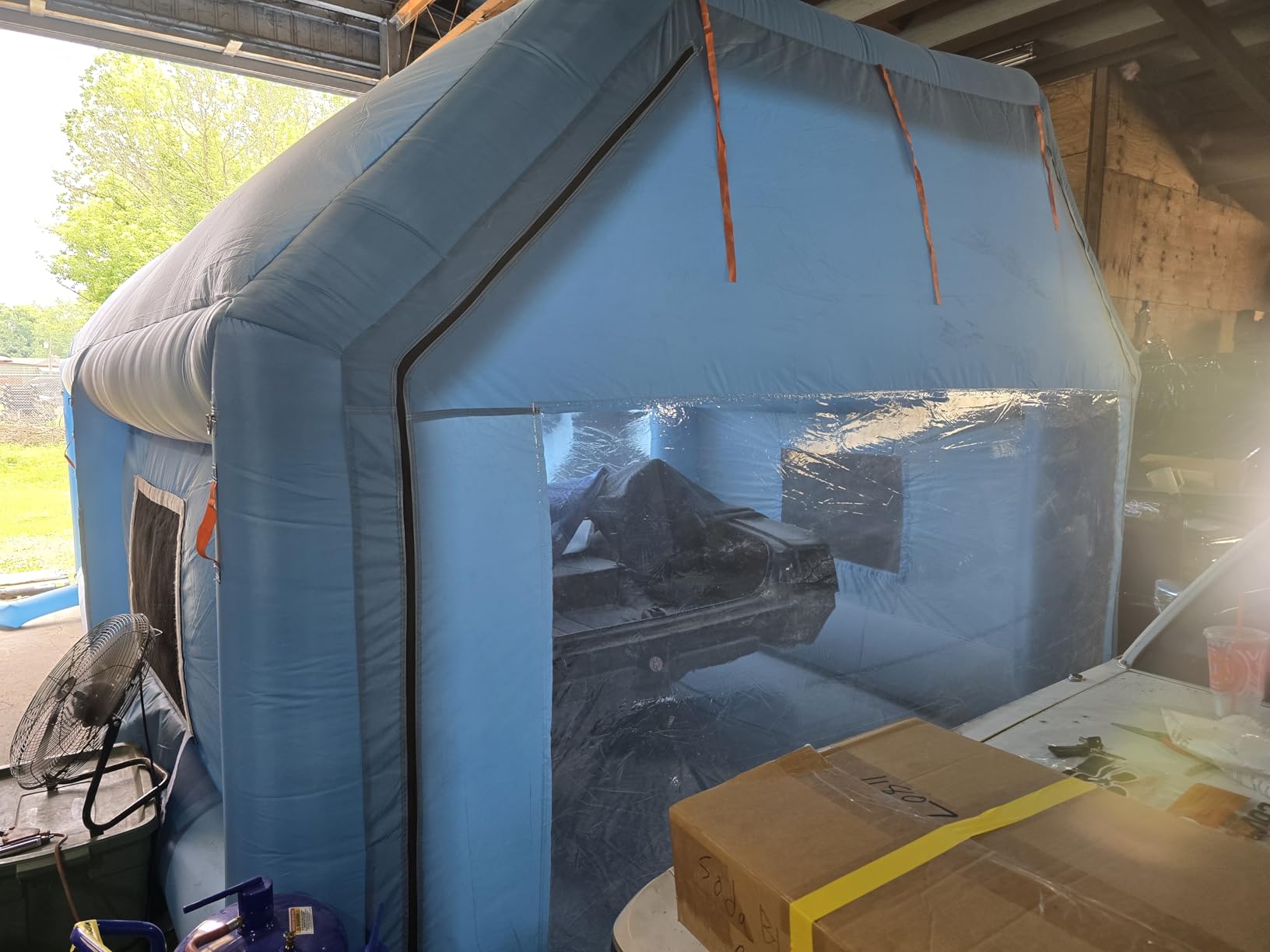 Inflatable Paint Booth, 20x12x9FT Portable Paint Booth Spray Booth Tent with Air Filter System & Blower for DIY Car Truck Motorcycle Garage Auto Part Painting Furniture customer photo 1