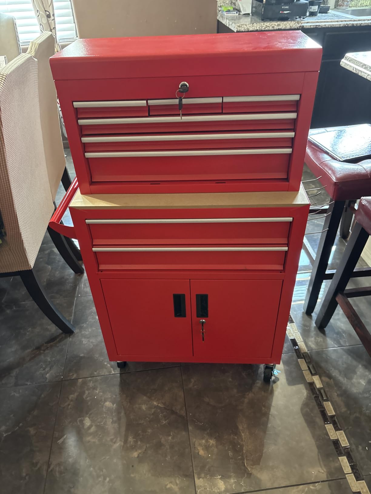 INTERGREAT Rolling Tool Chest with Wheels and 5 Drawers, Detachable Tool Cabinet with Lock for Garage, Locking Mechanic Tool Cart with Black Liner for Warehouse, Workshop, High Capacity customer photo 2