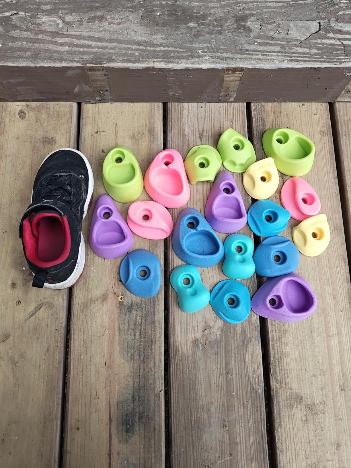 32 PCS Rock Climbing Holds for Kids,Rock Climbing Wall Grips Climbing Rocks Wall Kit for Indoor and Outdoor Playground Play Set with Hardware （Style A） customer photo 2