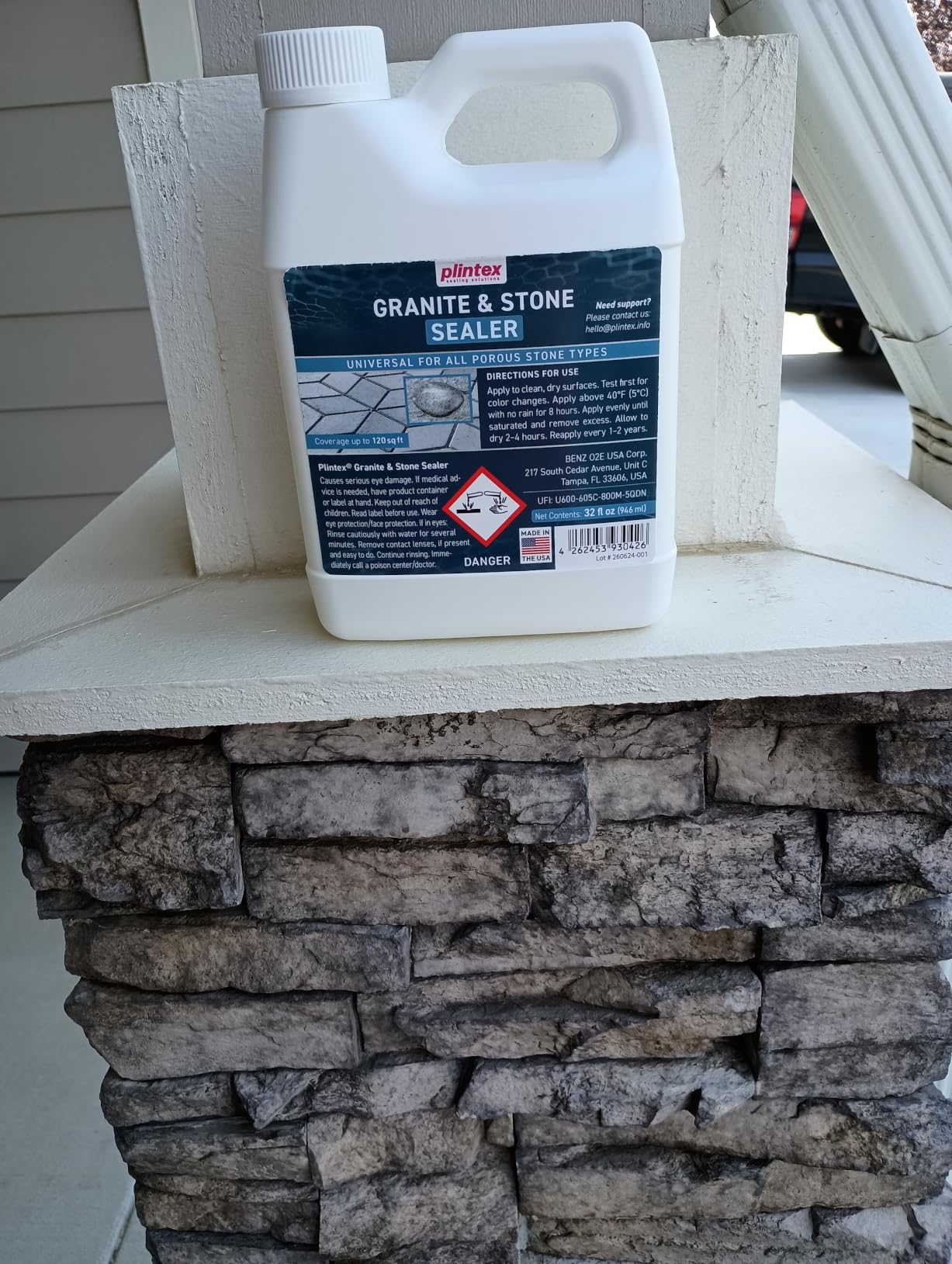 PLINTEX Penetrating Stone & Concrete Sealer 1 Gallon - Natural Finish | Waterproof Paver, Driveway, Patio & Brick Sealer - Indoor & Outdoor - Covers 480 sq ft - German Brand, Made in USA customer photo 1
