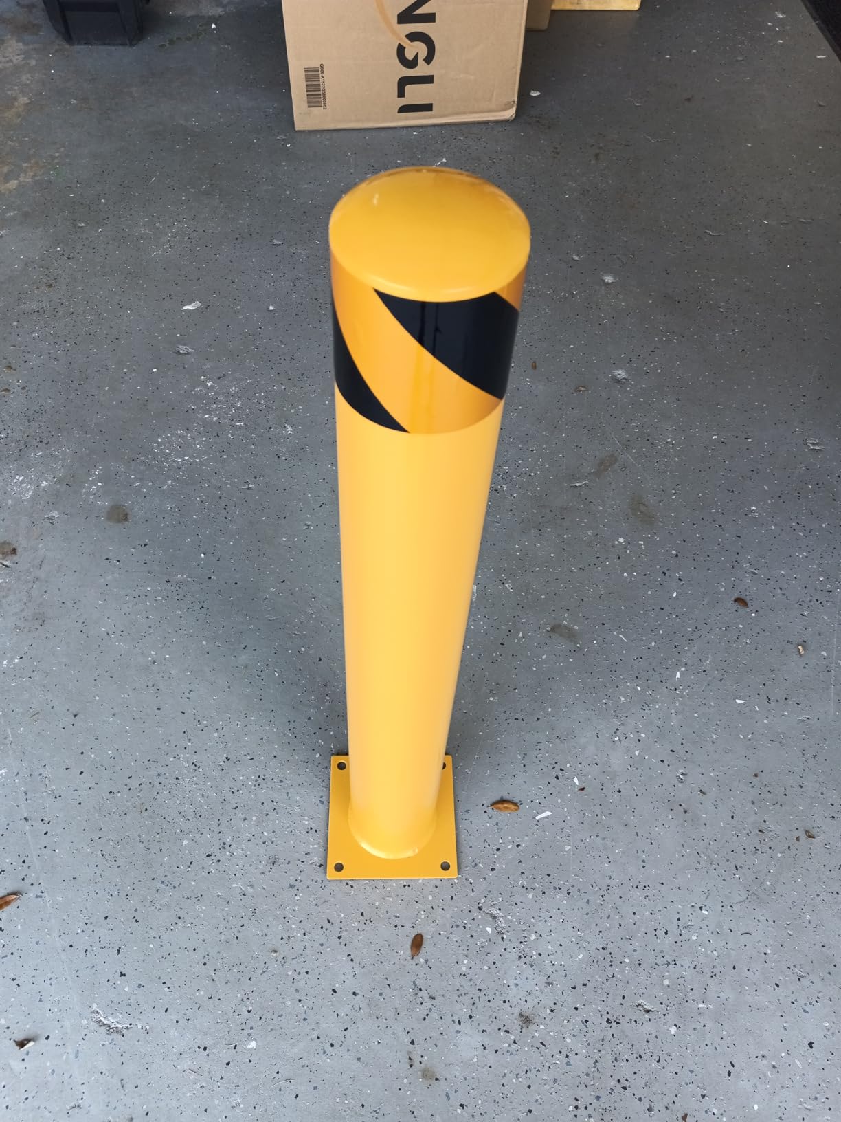 4-Pack 42 Inch Steel Safety Bollard Post, 4.5 Inch Diameter Metal Safety Bollard with 16 Anchor Bolts for Driveway Barrier, Parking Pole, Traffic Control customer photo 1