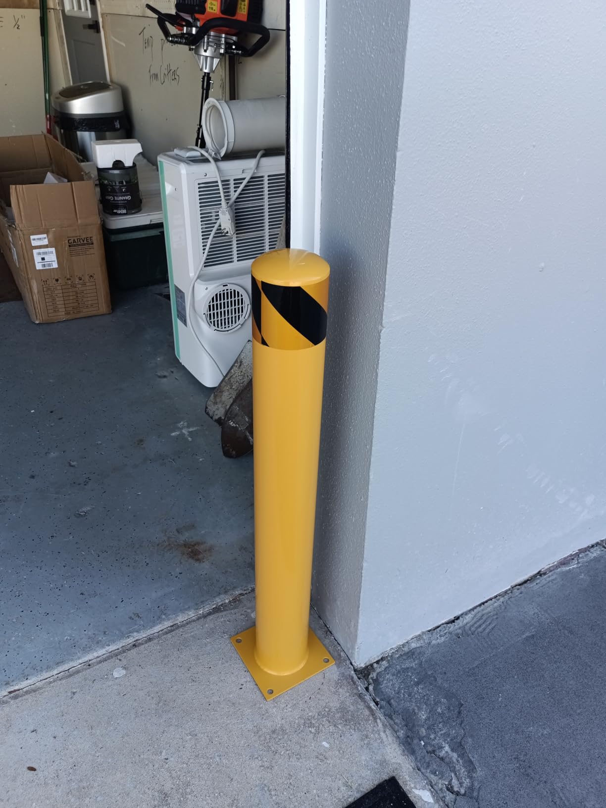 4-Pack 48 Inch Steel Safety Bollard Post, 4.5 Inch Diameter Metal Safety Bollard with 16 Anchor Bolts for Driveway Barrier, Parking Pole, Traffic Control customer photo 1
