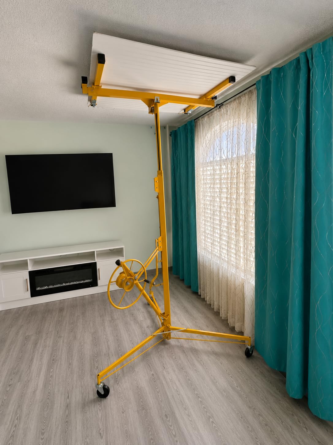 16 Ft Drywall Lift, 150LBS Sheetrock Lift Drywall Rolling Lifter Panel - Heavy Duty Rolling Drywall Lift Panel Hoist Jack With 360 Adjustable Telescopic Arm & 3 Lockable Wheels customer photo 2