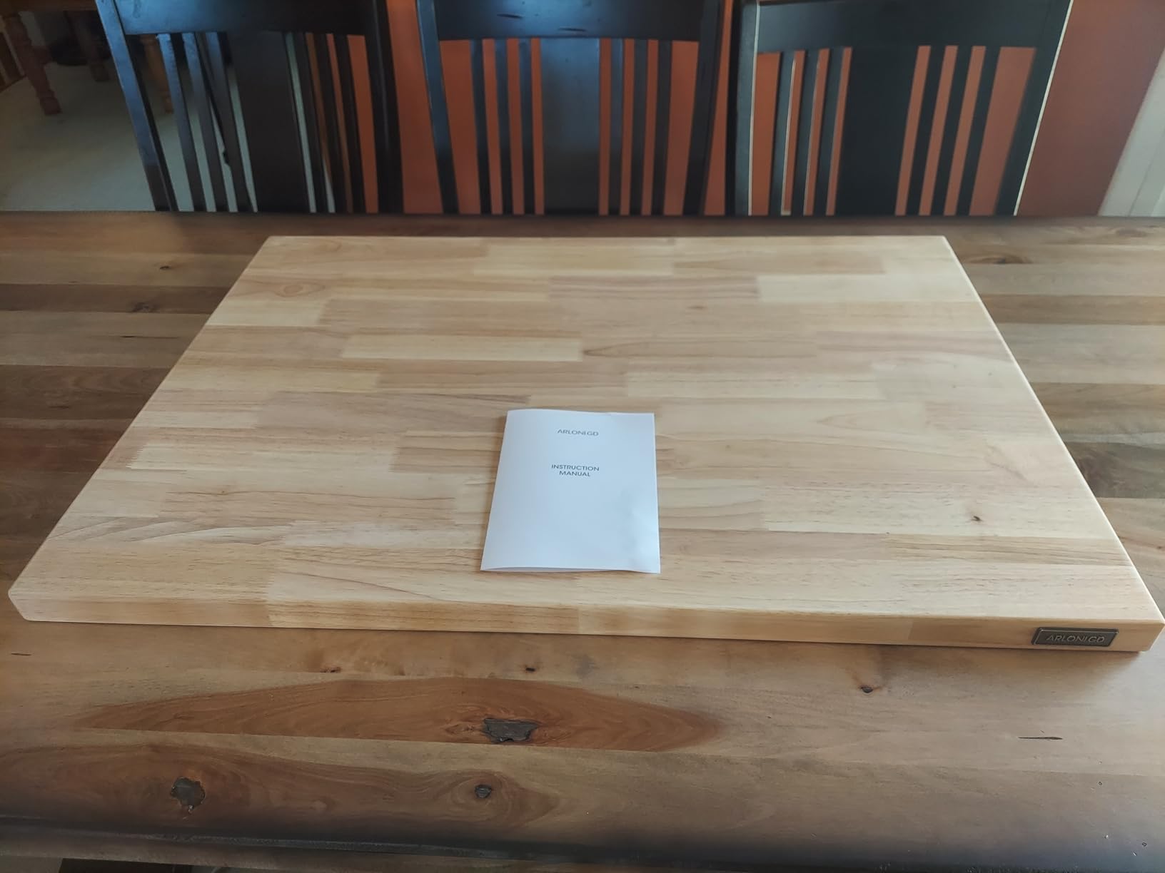 Butcher Block Countertop, 48 x 25 in Unfinished Solid Hevea Wood Countertop | Solid hevea wood top for kitchen counters, desks, shelves, islands, and DIY projects; easy to cut, finish, and maintain. customer photo 1