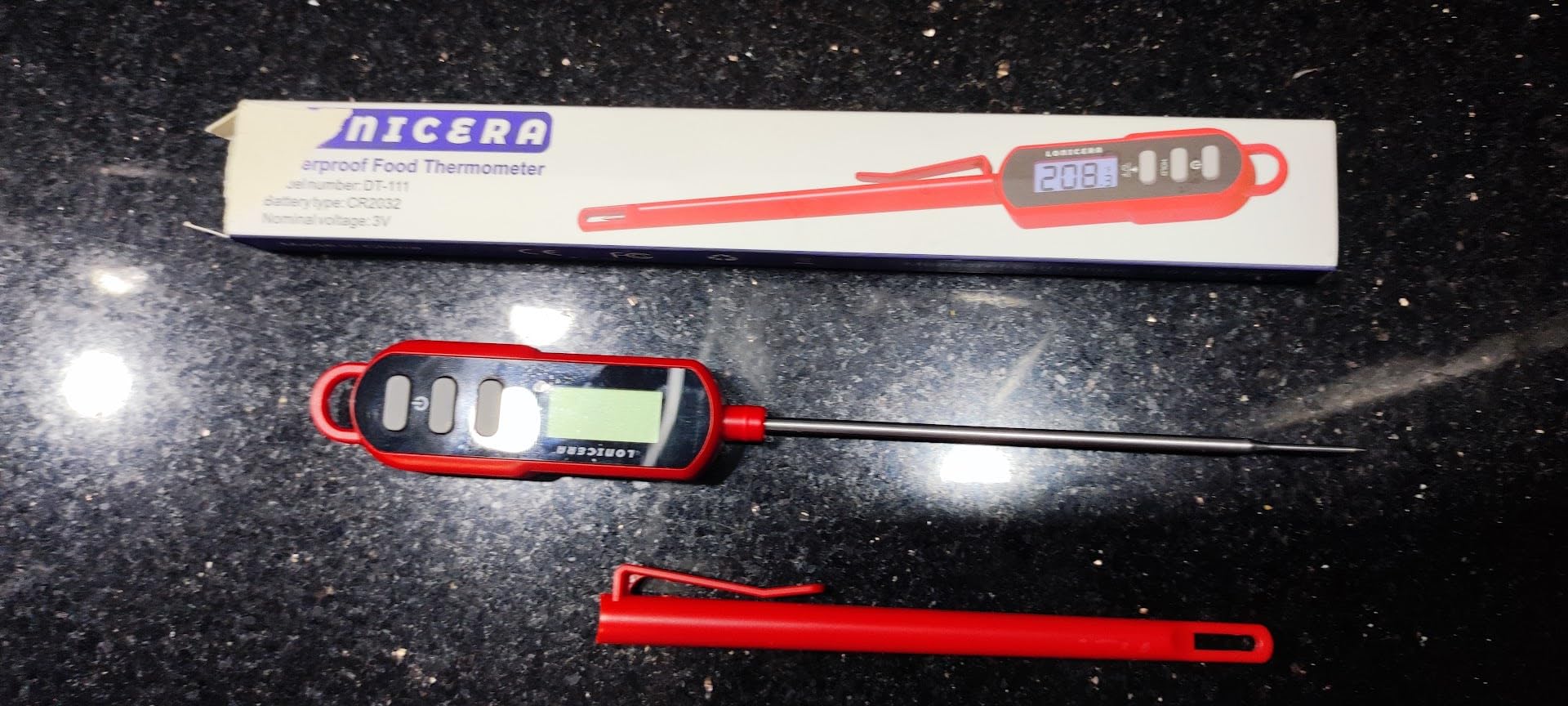 LONICERA Digital Candy Thermometer with Pot Clip, 11-Inch Probe, Red customer photo 2