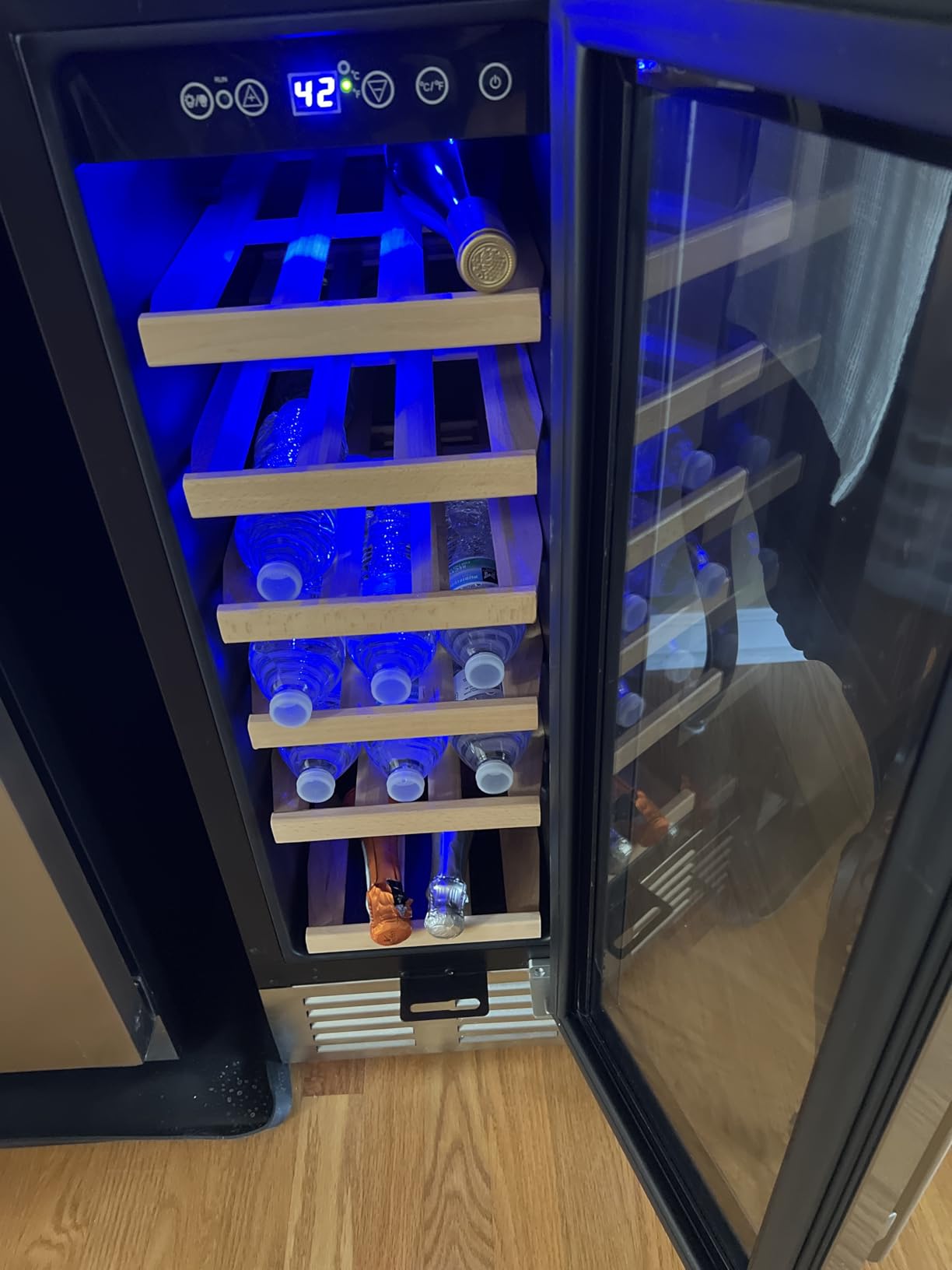 EUHOMY 15 Inch Wine Fridge, 33 Bottle Dual Zone Wine Cooler Refrigerator customer photo 1