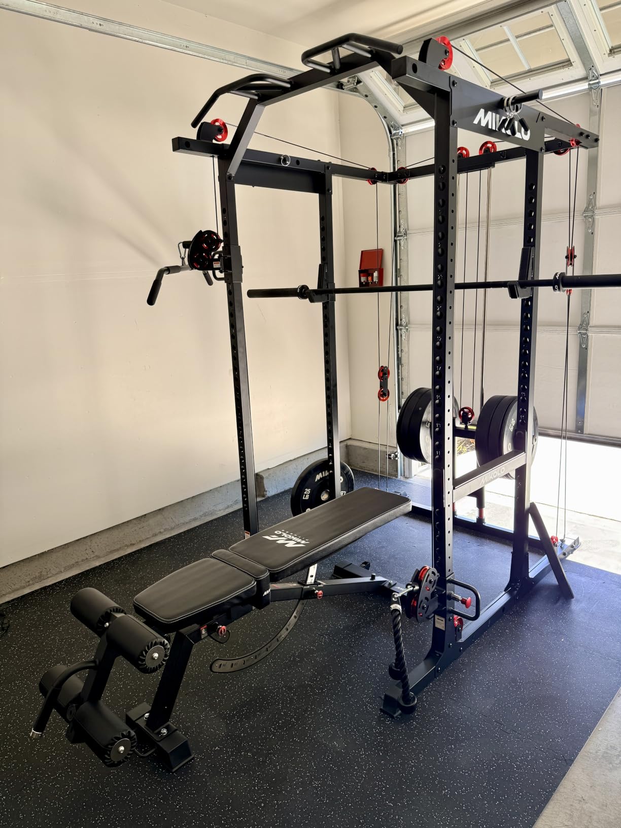 Mikolo K6 2.0 Power Cage, Power Rack with Cable Crossover System, 2000LBS Squat Rack with LAT Pull Down System, Functional Trainer with Aluminum Pulley System for Home Gym customer photo 1